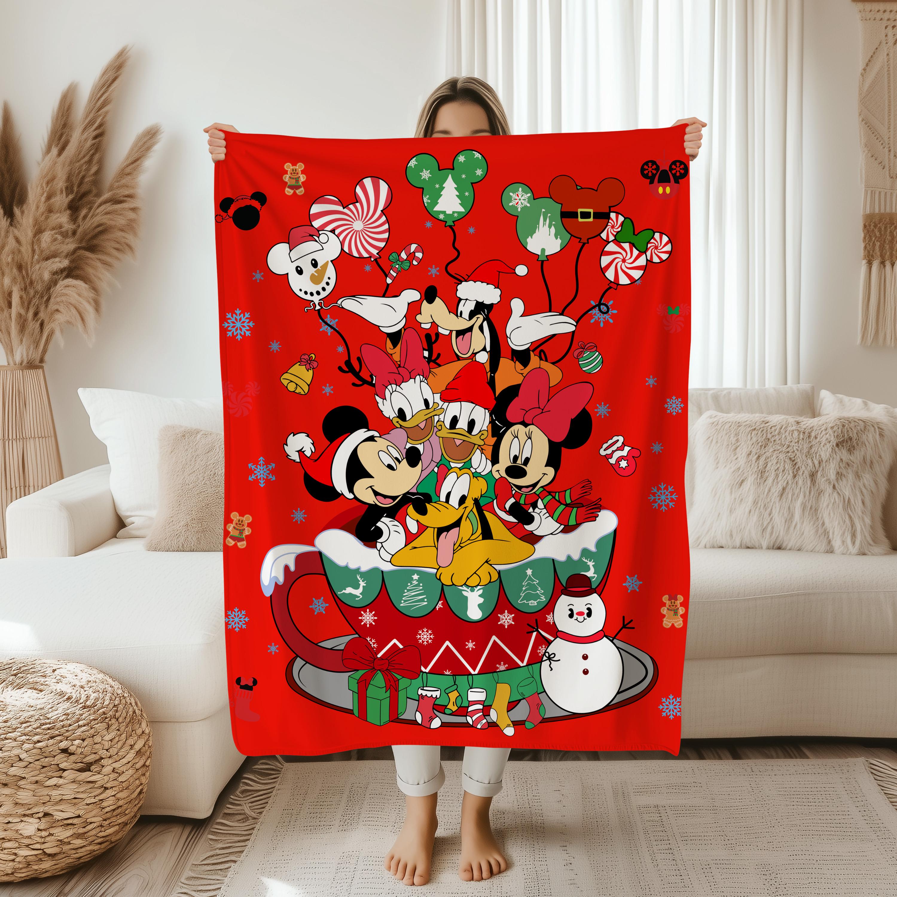 Disney Christmas Mickey And Friends Throw Blanket,Mickey Minnie Donald Daisy Pluto Goofy Blanket, Disneyland Movie Gift Blanket,Nursery Gift