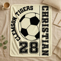Custom Soccer Blanket Gift for Soccer  Player,Soccer Action Custom Sports Blanket, Personalized Soccer Gift, Sports Blanket