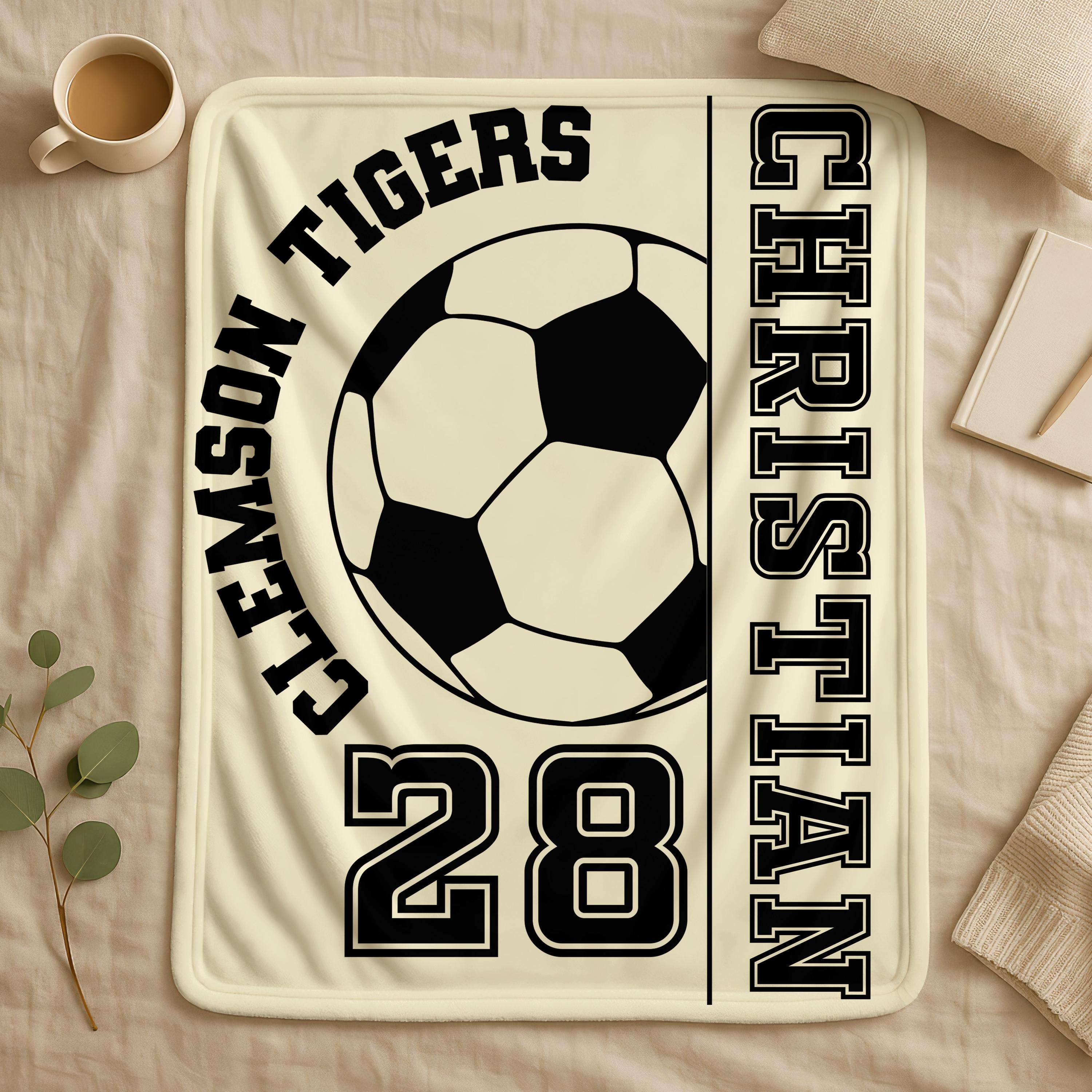 Custom Soccer Blanket Gift for Soccer  Player,Soccer Action Custom Sports Blanket, Personalized Soccer Gift, Sports Blanket