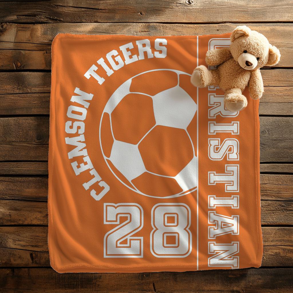 Custom Soccer Blanket Gift for Soccer  Player,Soccer Action Custom Sports Blanket, Personalized Soccer Gift, Sports Blanket