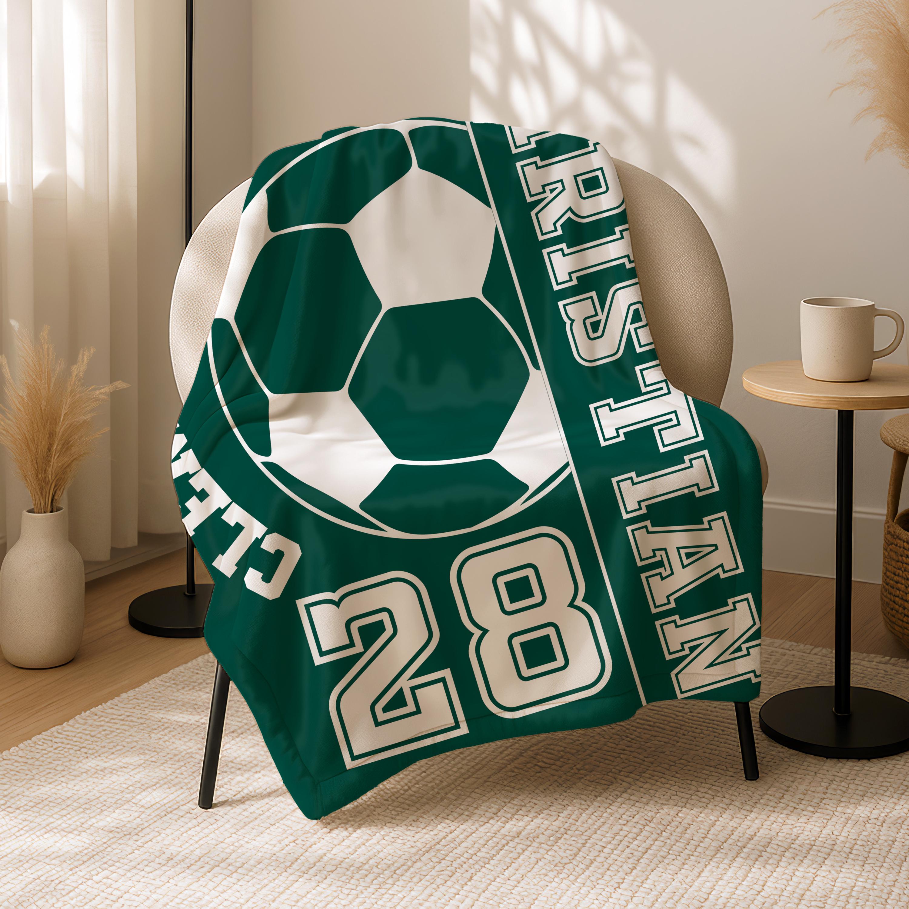 Custom Soccer Blanket Gift for Soccer  Player,Soccer Action Custom Sports Blanket, Personalized Soccer Gift, Sports Blanket