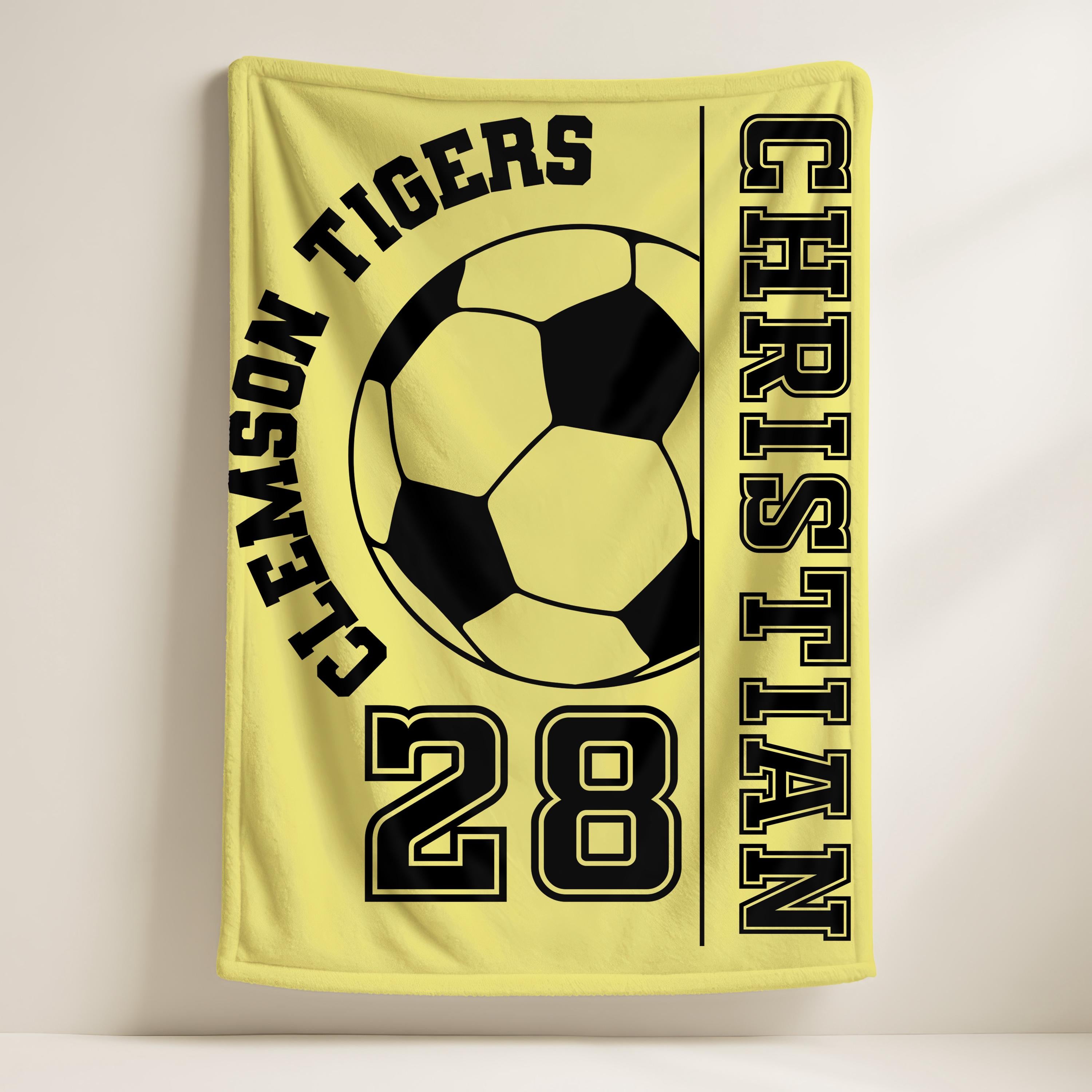 Custom Soccer Blanket Gift for Soccer  Player,Soccer Action Custom Sports Blanket, Personalized Soccer Gift, Sports Blanket