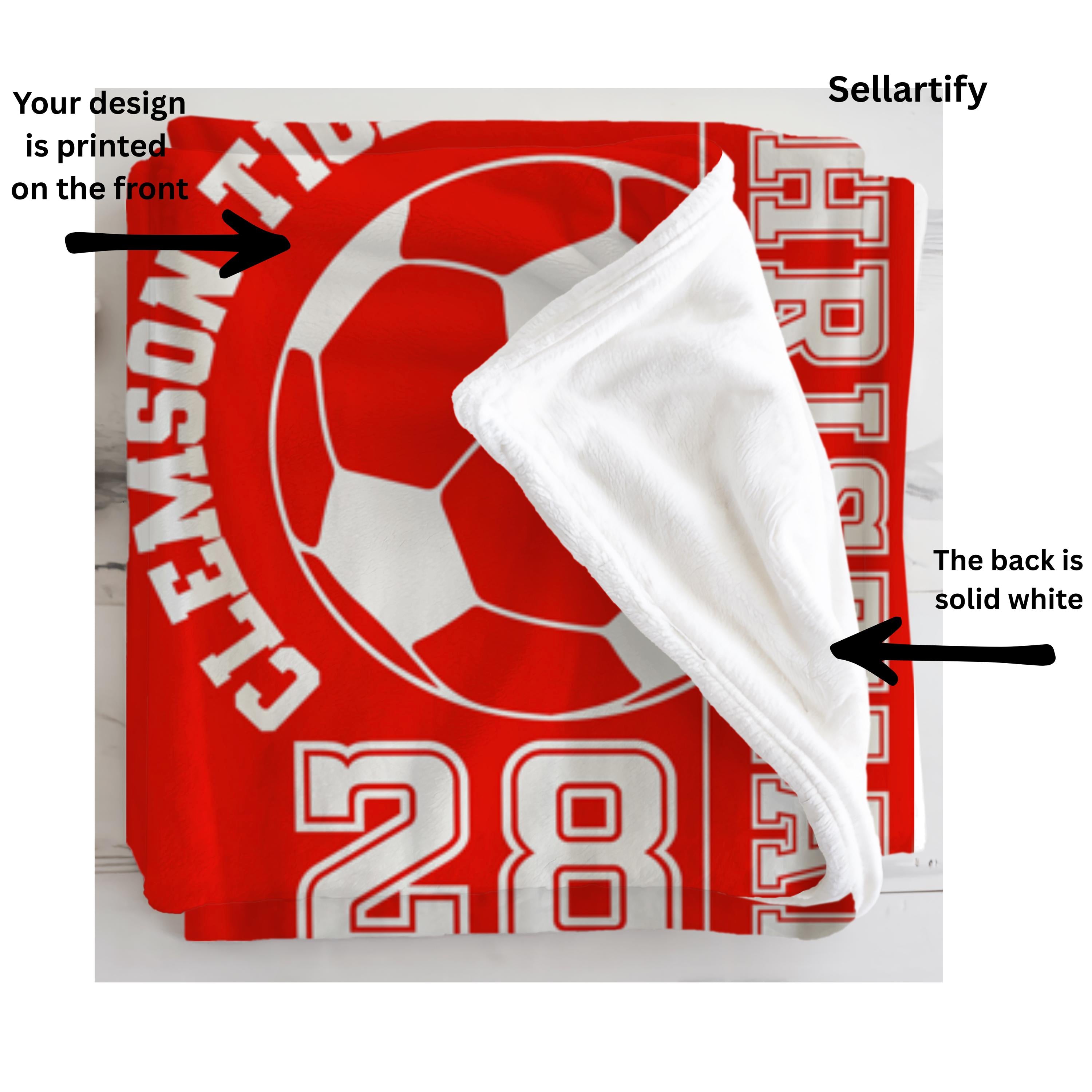Custom Soccer Blanket Gift for Soccer  Player,Soccer Action Custom Sports Blanket, Personalized Soccer Gift, Sports Blanket