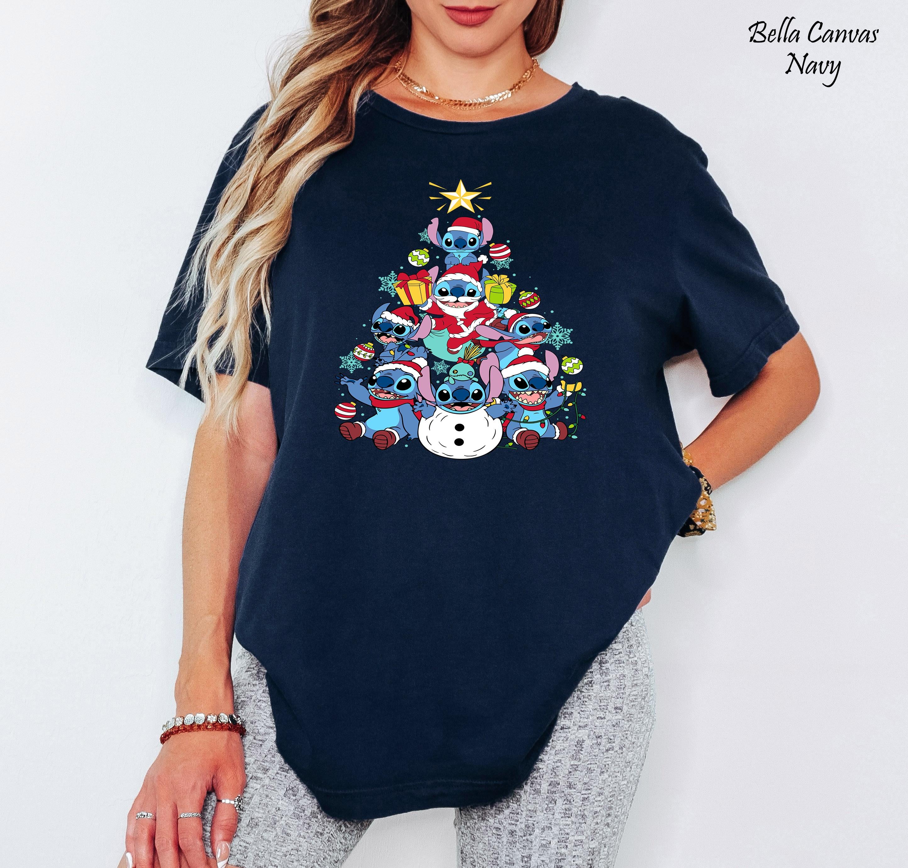 Disney Santa Stitch Christmas Lights Shirt, Magic Kingdom Holiday Gift, Disneyland Christmas Trip Shirt, Festive Family Matching Xmas Tees