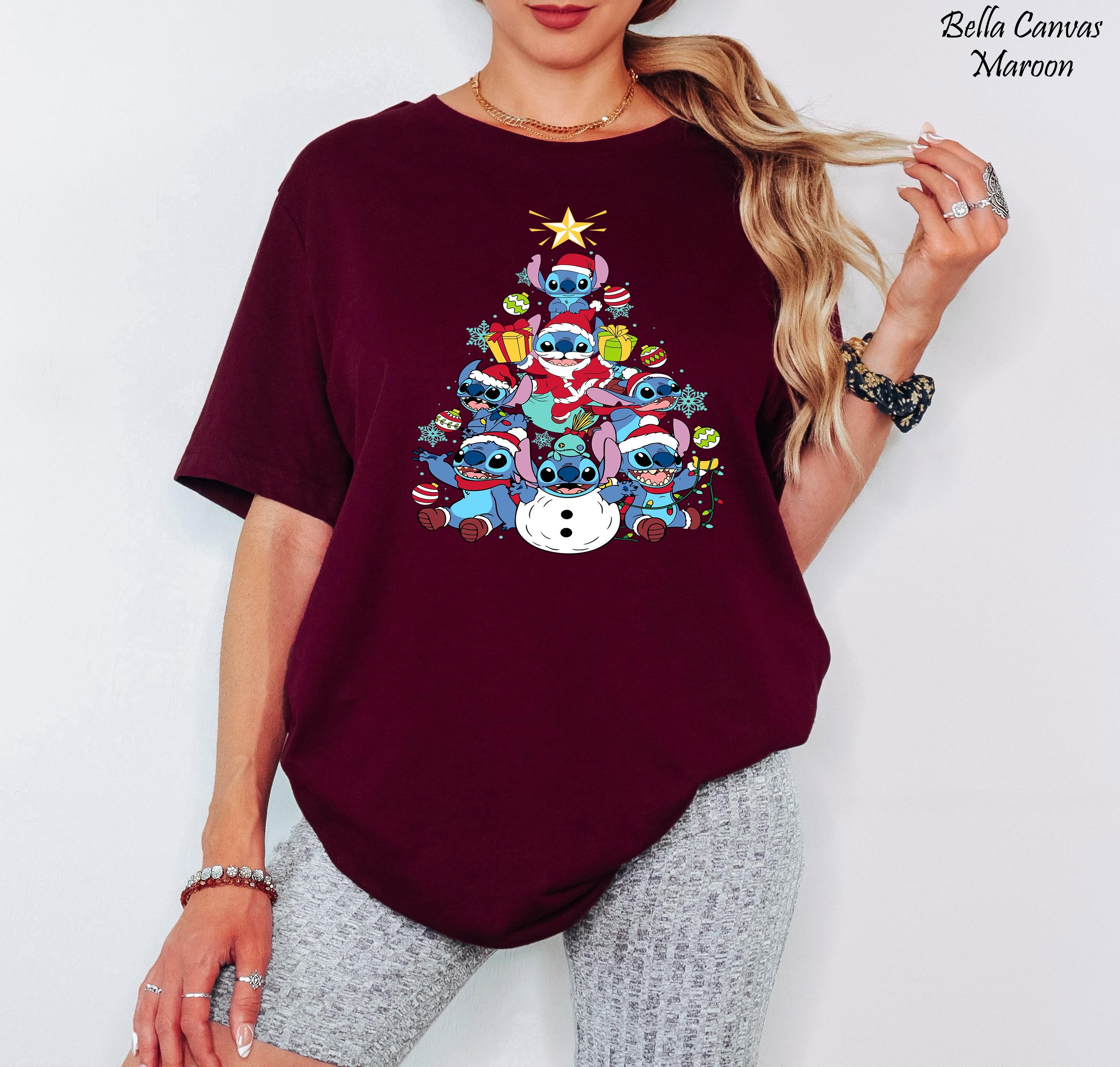 Disney Santa Stitch Christmas Lights Shirt, Magic Kingdom Holiday Gift, Disneyland Christmas Trip Shirt, Festive Family Matching Xmas Tees