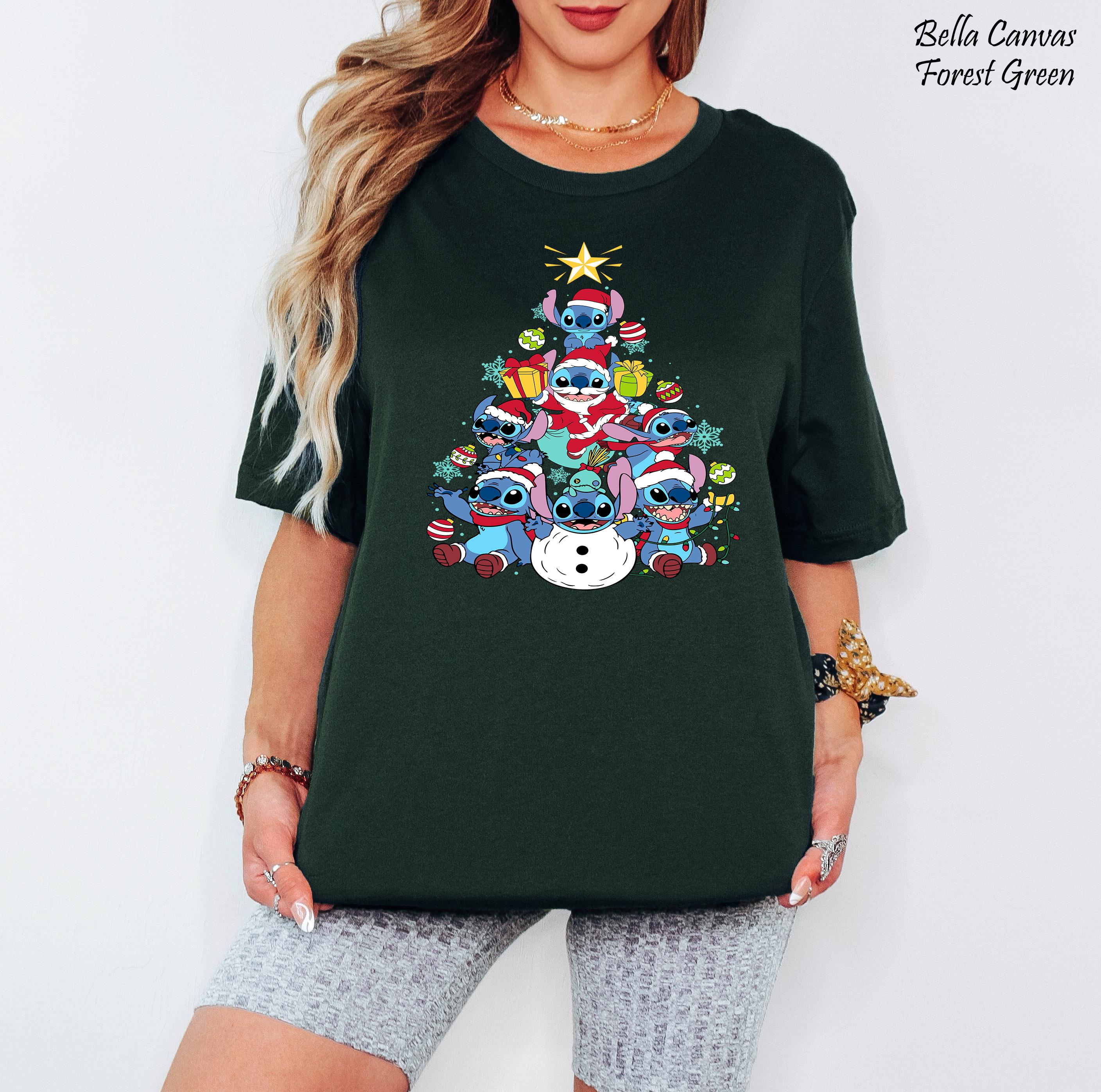 Disney Santa Stitch Christmas Lights Shirt, Magic Kingdom Holiday Gift, Disneyland Christmas Trip Shirt, Festive Family Matching Xmas Tees