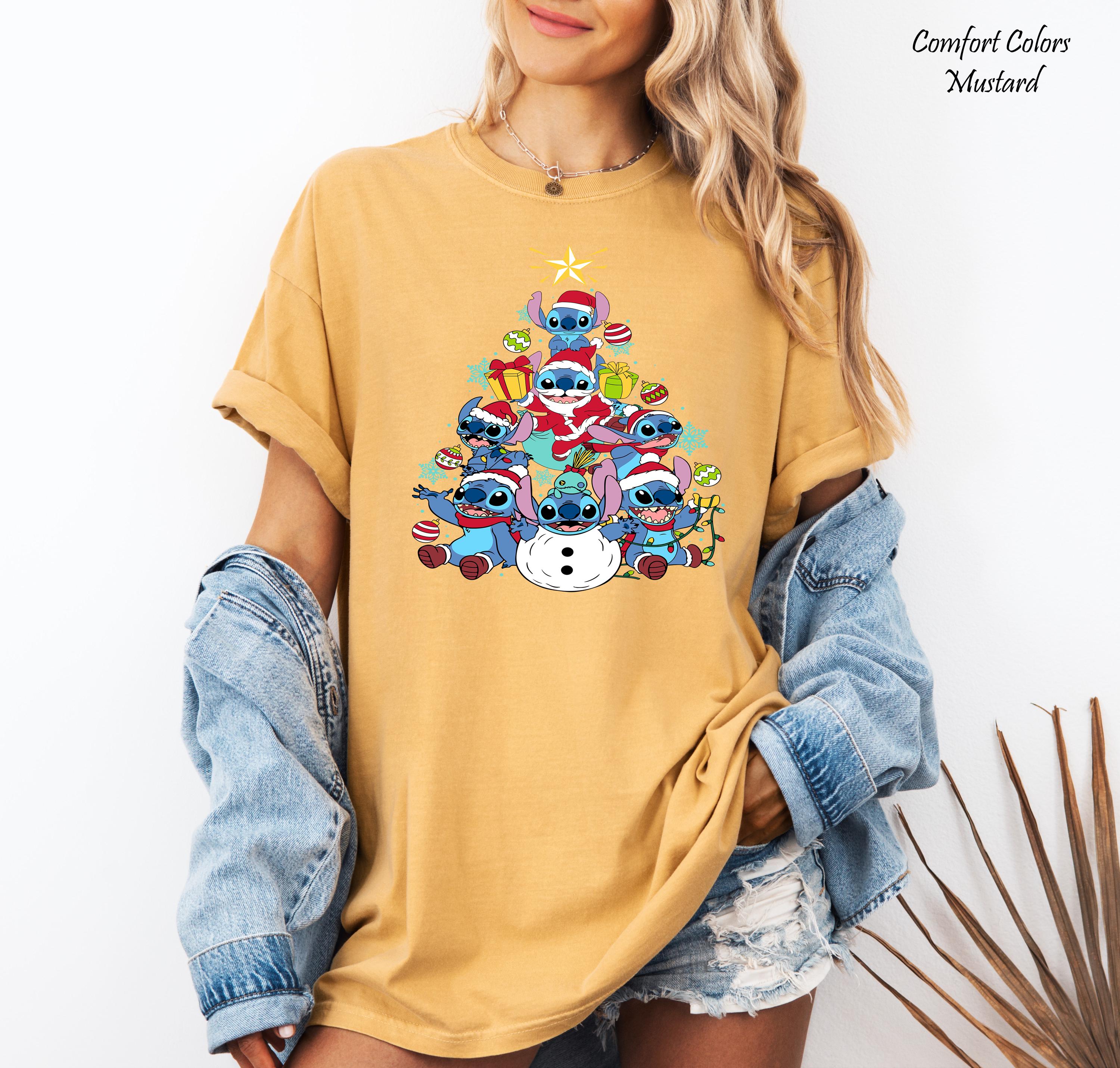 Disney Santa Stitch Christmas Lights Shirt, Magic Kingdom Holiday Gift, Disneyland Christmas Trip Shirt, Festive Family Matching Xmas Tees