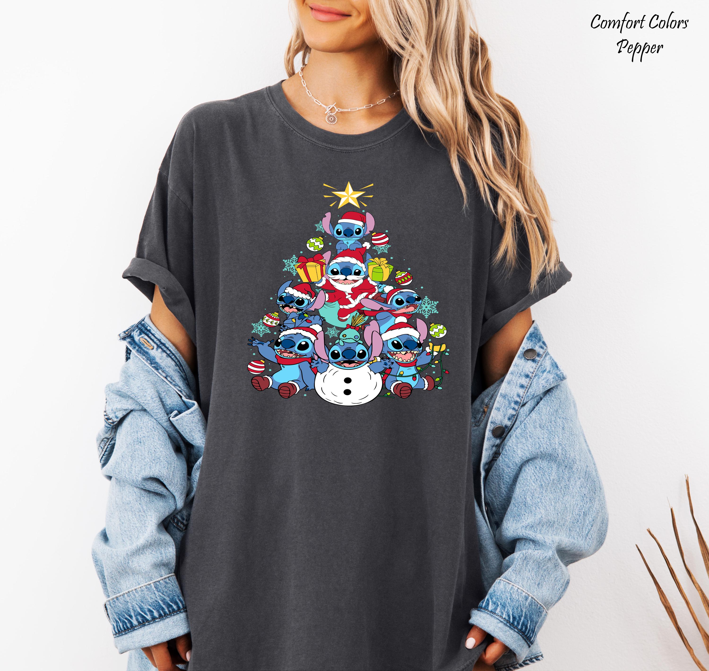 Disney Santa Stitch Christmas Lights Shirt, Magic Kingdom Holiday Gift, Disneyland Christmas Trip Shirt, Festive Family Matching Xmas Tees