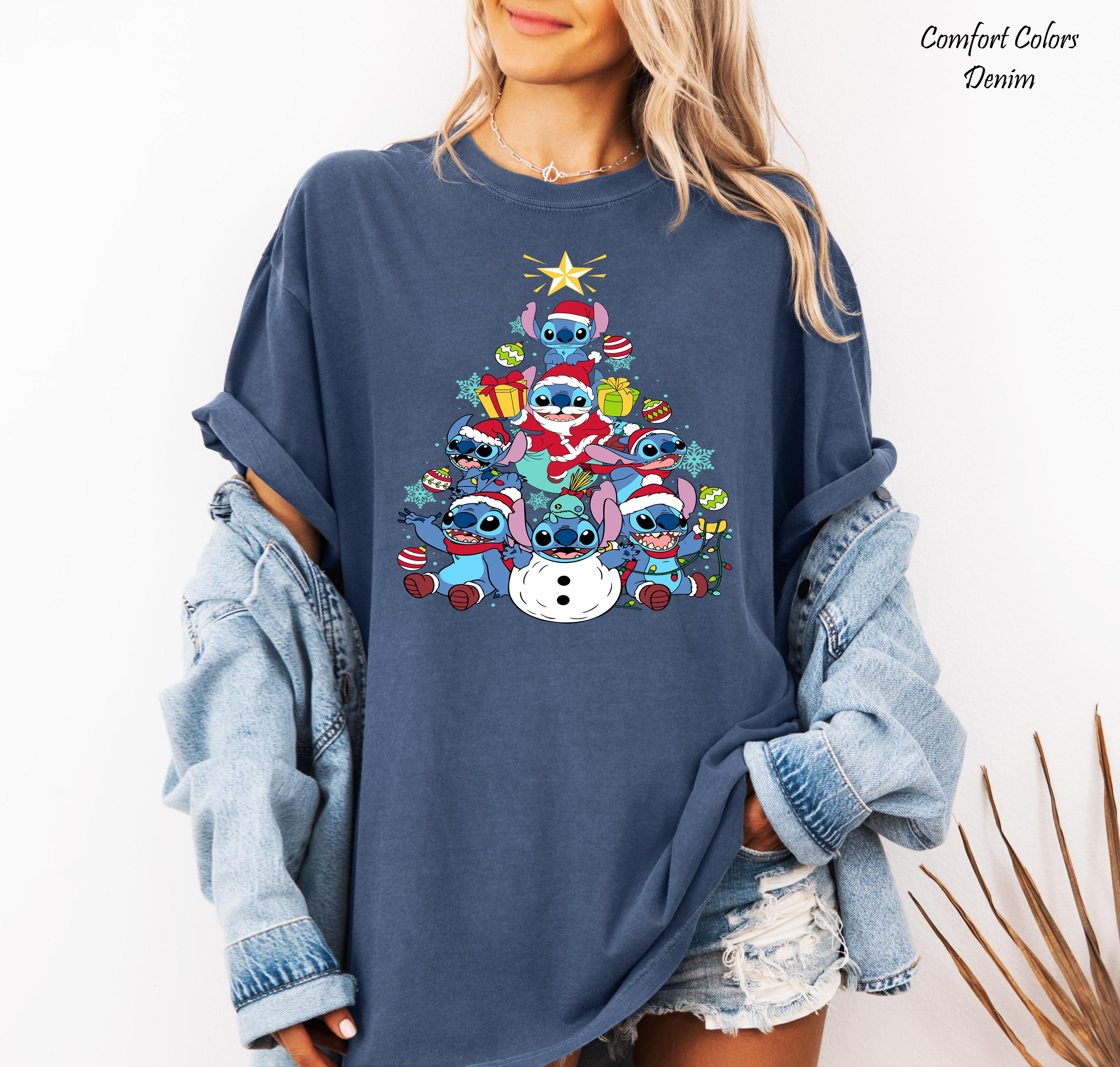 Disney Santa Stitch Christmas Lights Shirt, Magic Kingdom Holiday Gift, Disneyland Christmas Trip Shirt, Festive Family Matching Xmas Tees