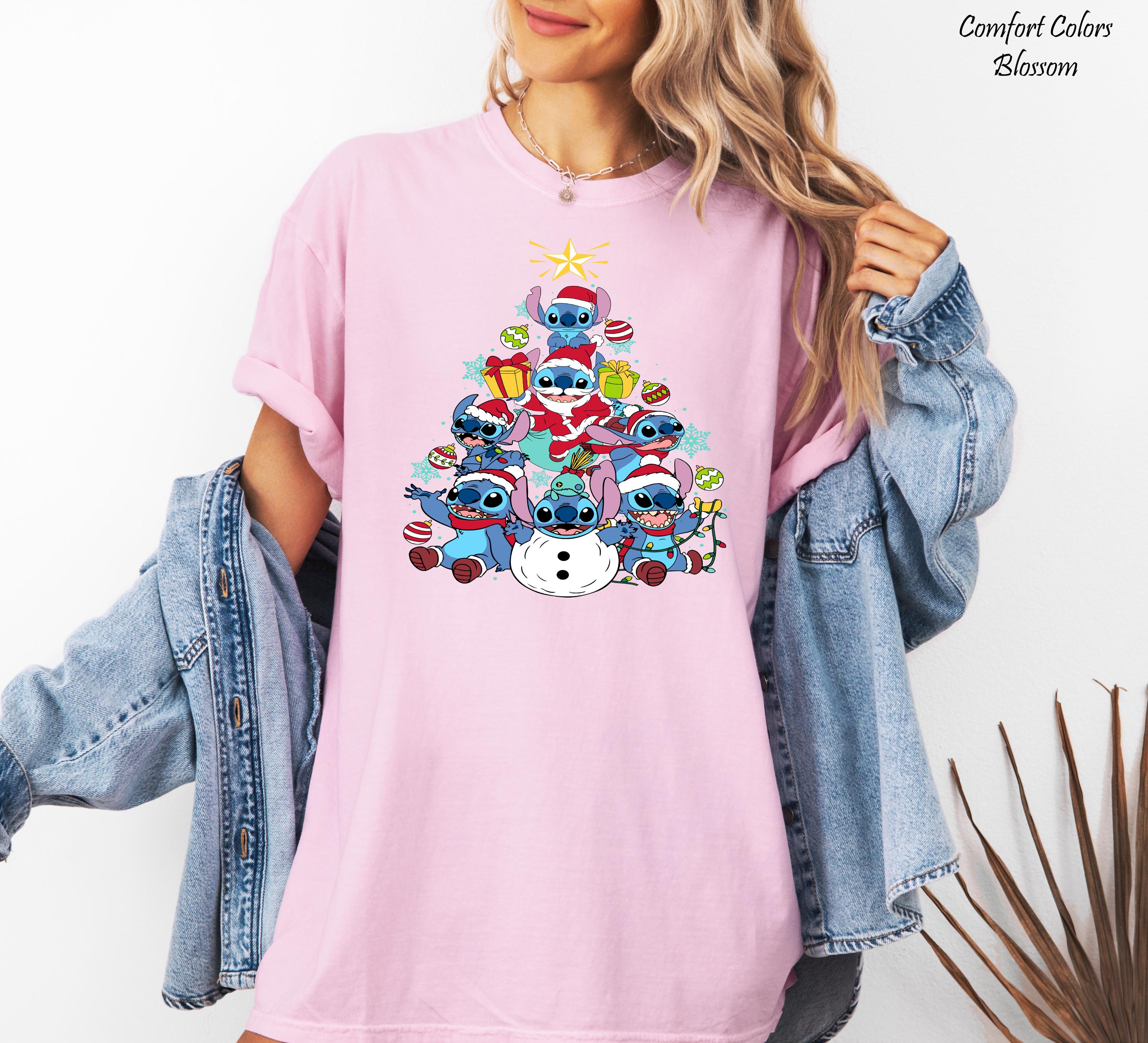 Disney Santa Stitch Christmas Lights Shirt, Magic Kingdom Holiday Gift, Disneyland Christmas Trip Shirt, Festive Family Matching Xmas Tees