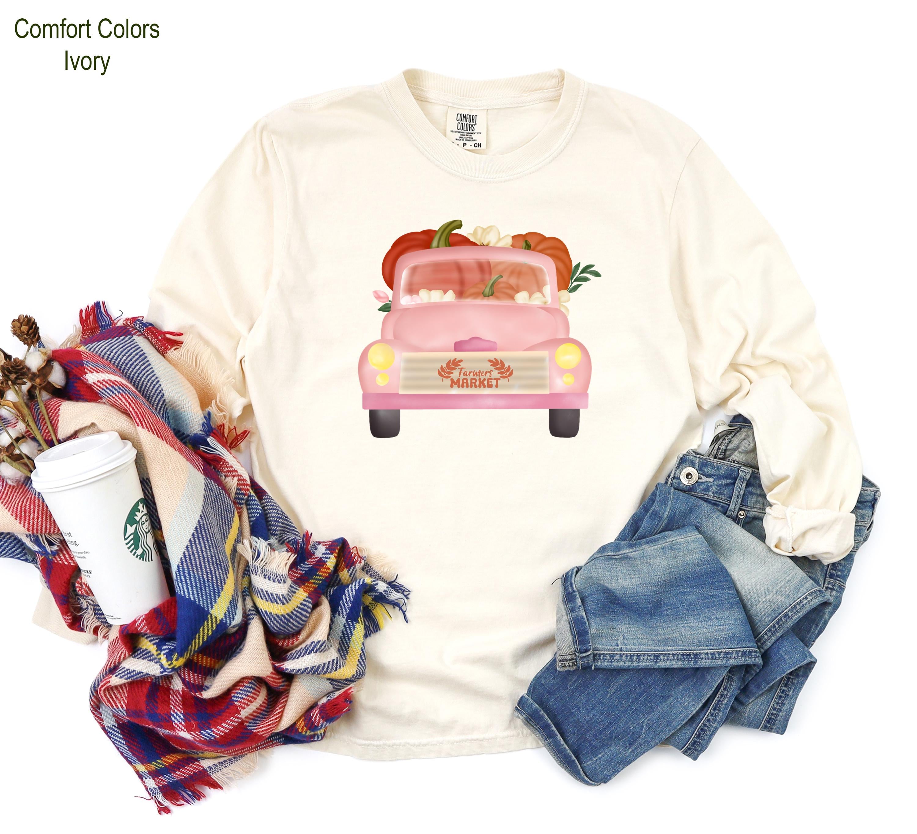 Pumpkin Truck Halloween Sweatshirt, Farm Fresh Thanksgiving Sweatshirt, Farmers Market Tshirt for Fall, Pumpkin Shirt, Thankful Sweatshirt