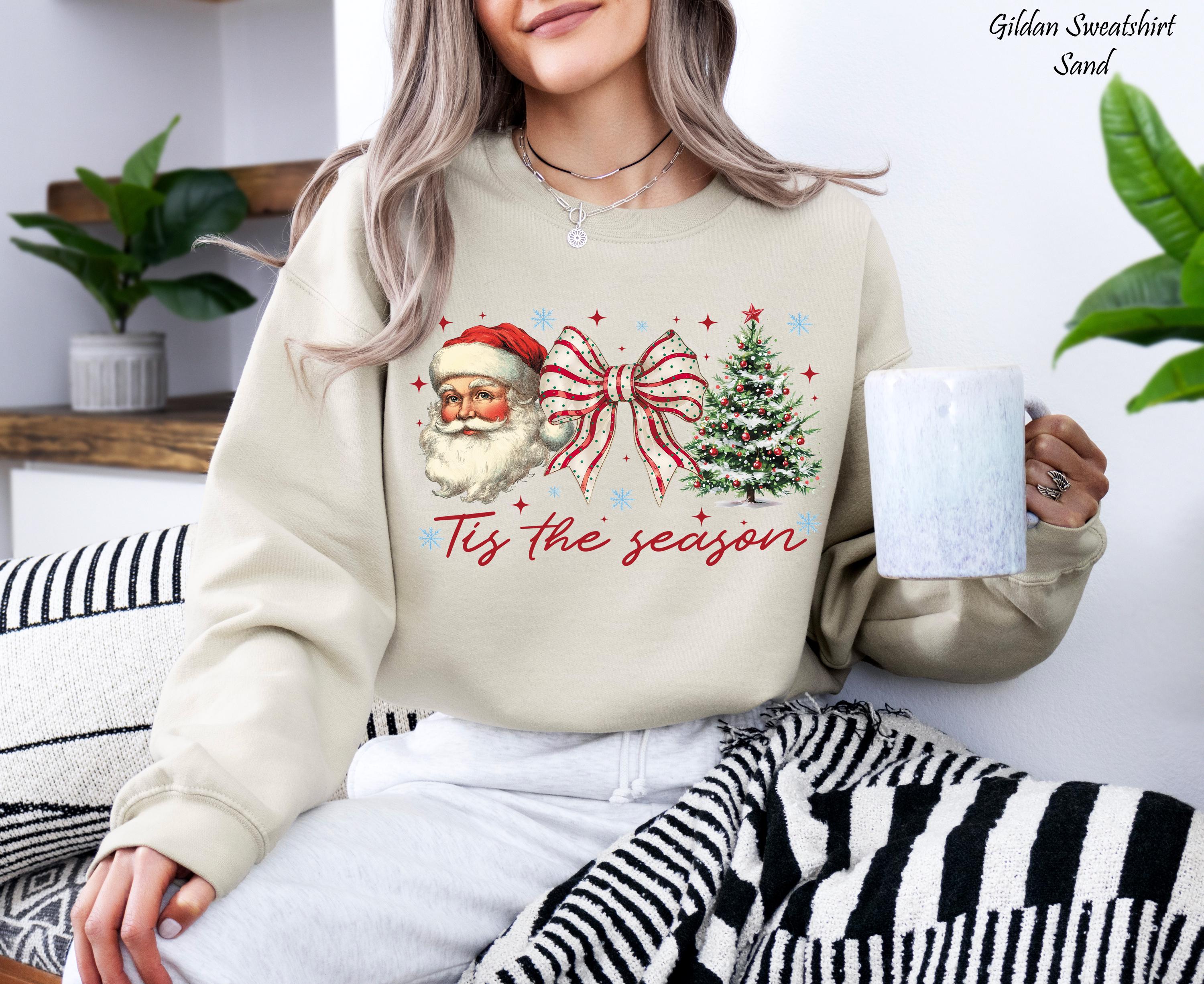 Tis The Season Christmas Sweatshirt, Christmas Tree Sweatshirt,Womens Holiday Tees,Christmas Santa Tees,Cute Winter sweater,Christmas Gift