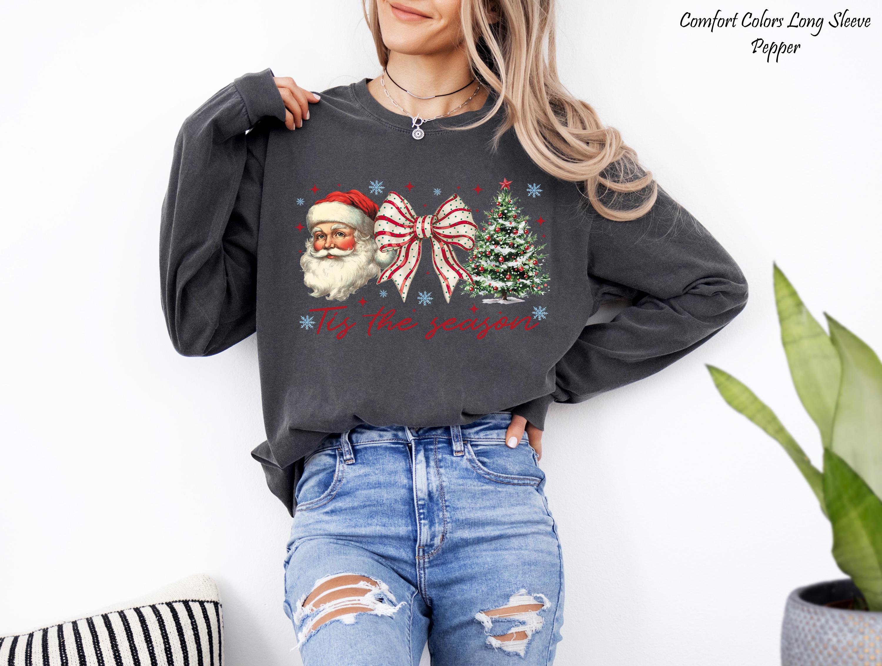 Tis The Season Christmas Sweatshirt, Christmas Tree Sweatshirt,Womens Holiday Tees,Christmas Santa Tees,Cute Winter sweater,Christmas Gift