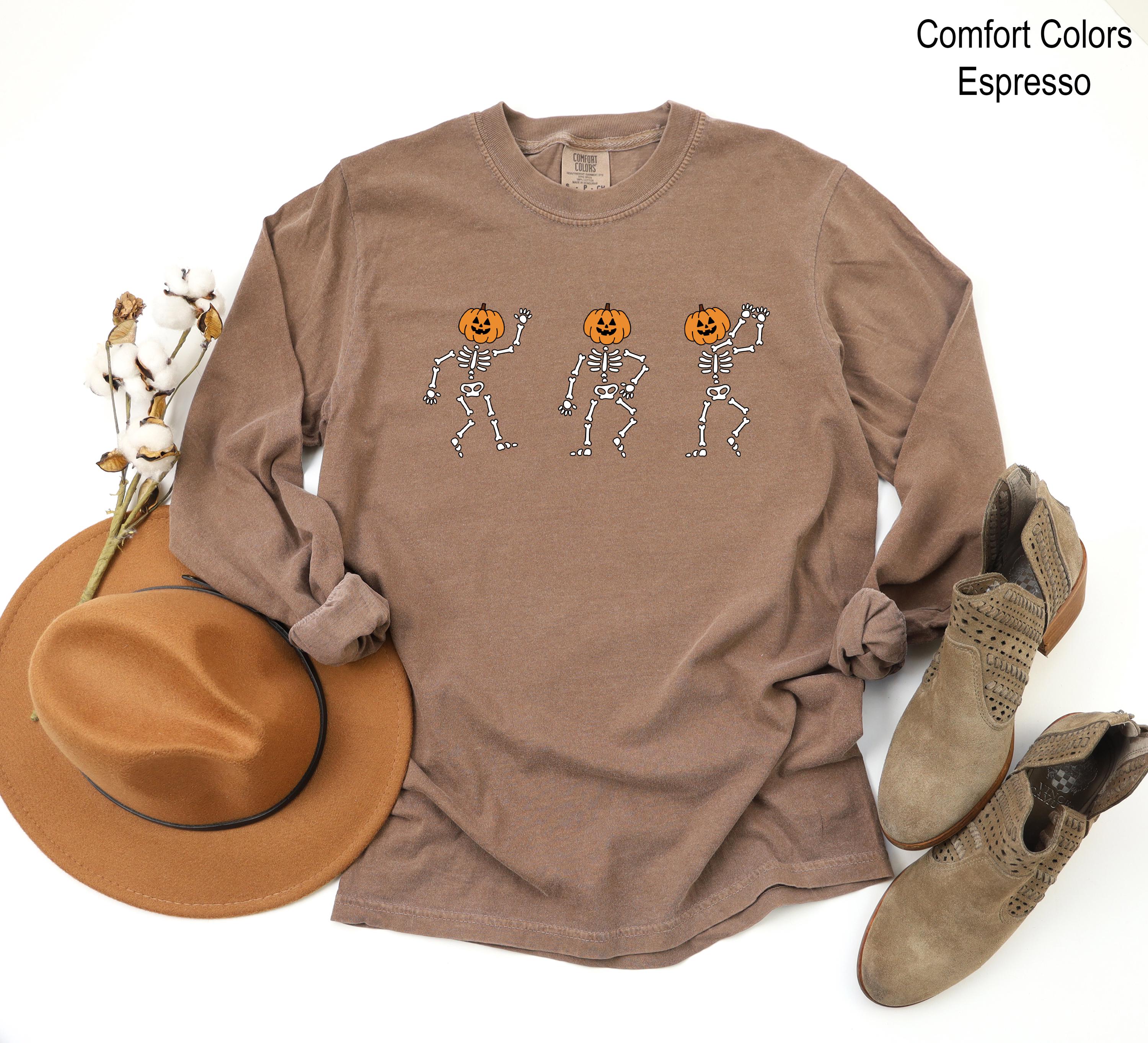 Dancing Skeleton Sweatshirt, Halloween Skeleton Sweatshirt, Halloween Pumpkin Shirt, Funny Skeleton Sweater, Pumpkin Head Sweatshirt