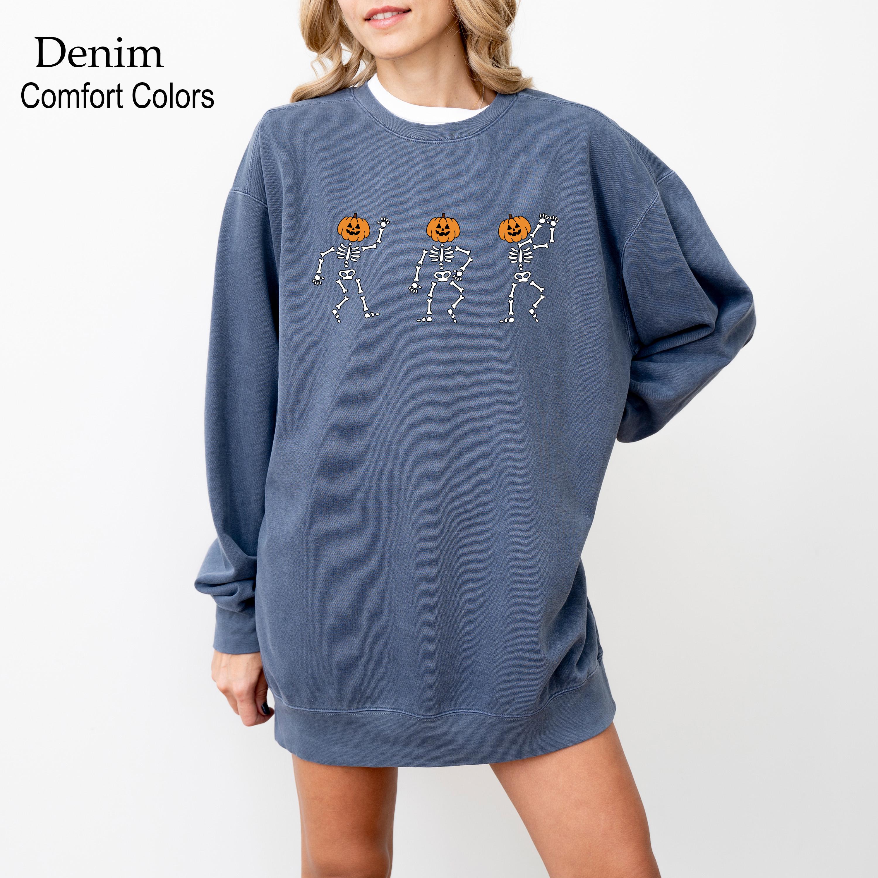 Dancing Skeleton Sweatshirt, Halloween Skeleton Sweatshirt, Halloween Pumpkin Shirt, Funny Skeleton Sweater, Pumpkin Head Sweatshirt