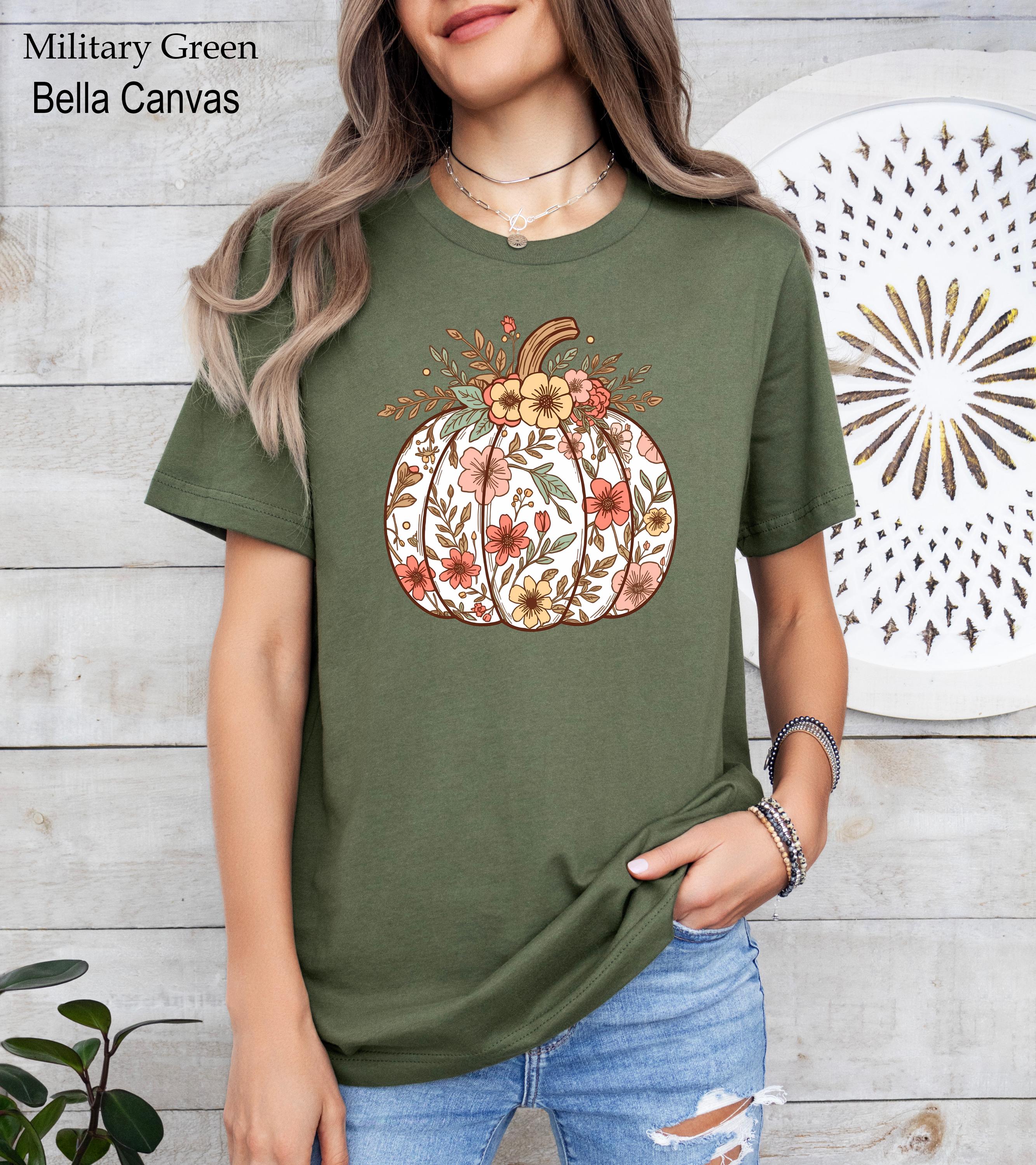 Fall Season Floral Pumpkin Shirt,Cozy Thanksgiving Autumn T-Shirt,Flower Pumpkin Shirt, Halloween Pumpkin Shirt, Floral Pumpkin Season Tee