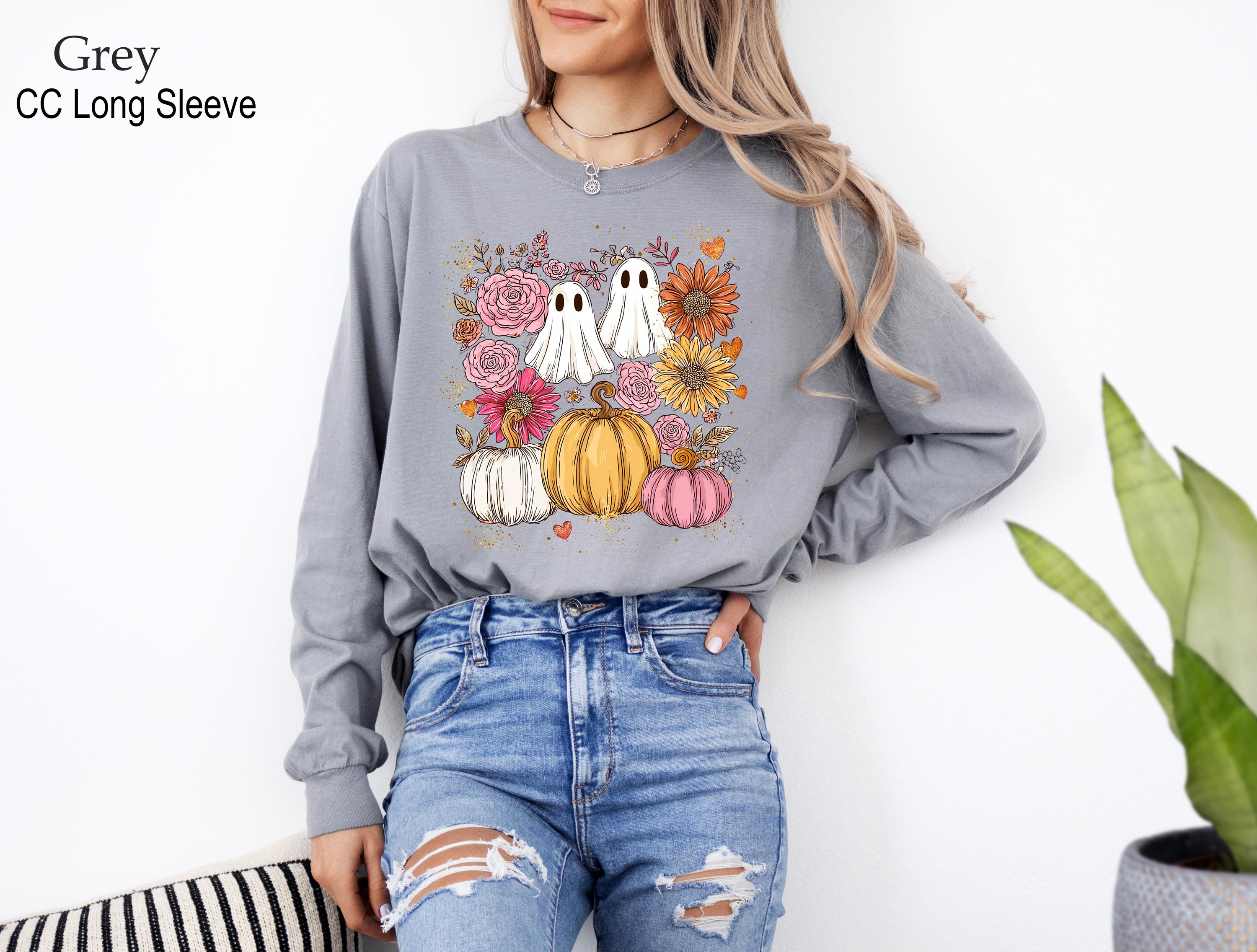 Floral Ghosts Halloween Sweatshirt, Cute Ghost Sweatshirt, Cute Halloween Shirt, Floral Retro Halloween Shirt, Pumpkin Season Sweatshirt