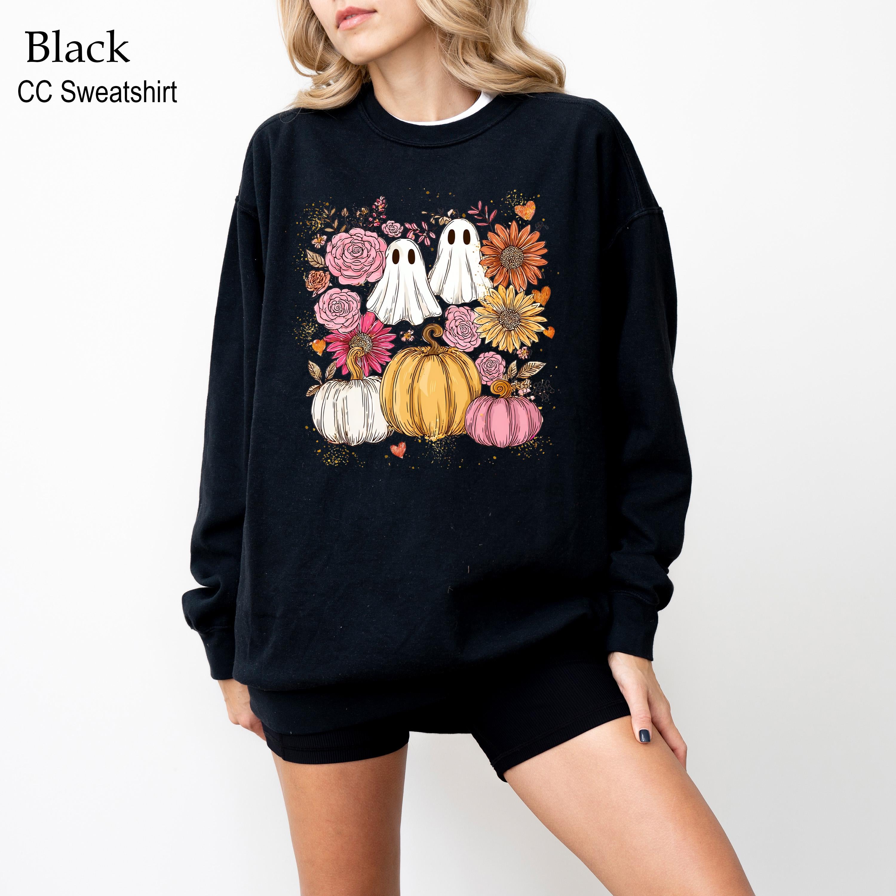 Floral Ghosts Halloween Sweatshirt, Cute Ghost Sweatshirt, Cute Halloween Shirt, Floral Retro Halloween Shirt, Pumpkin Season Sweatshirt