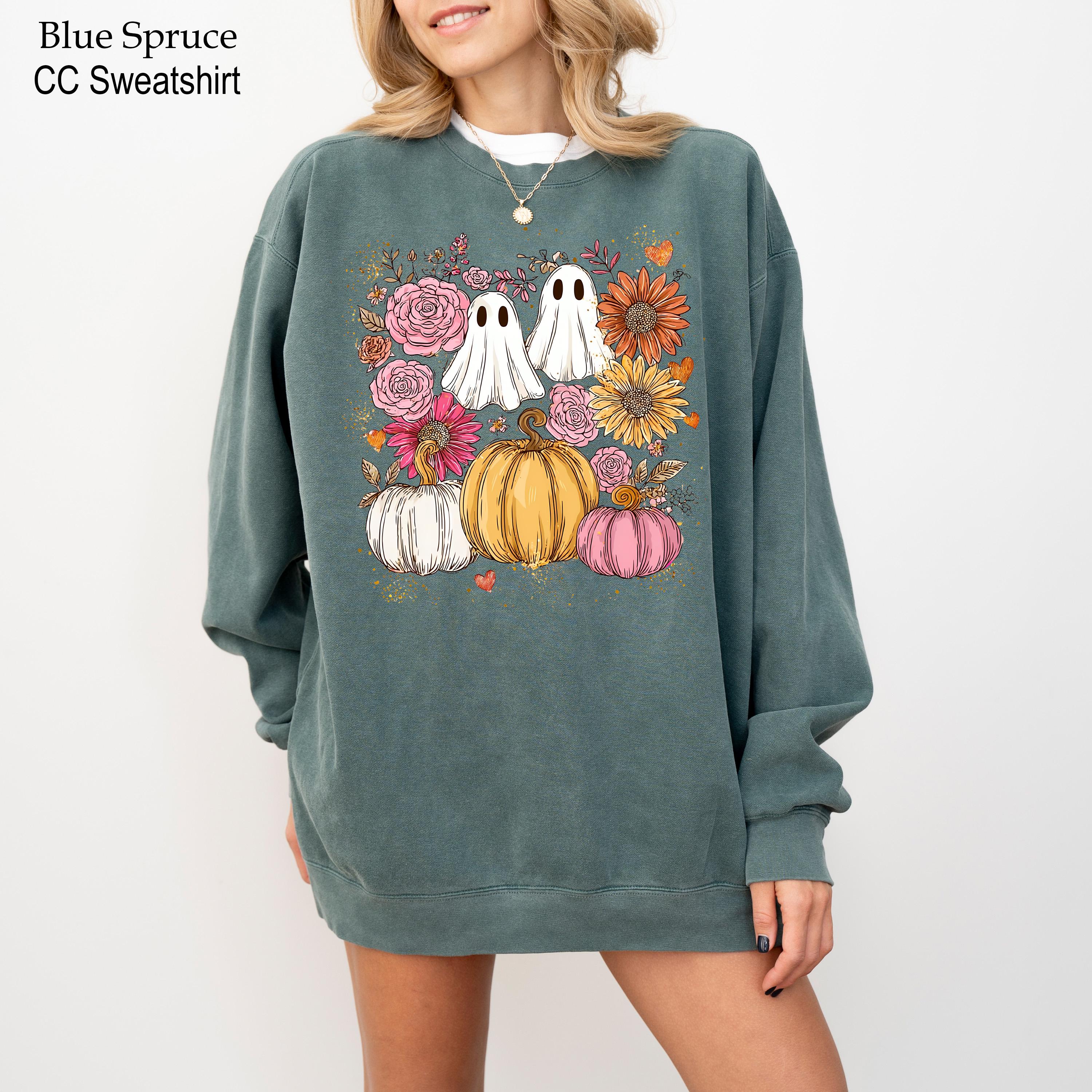 Floral Ghosts Halloween Sweatshirt, Cute Ghost Sweatshirt, Cute Halloween Shirt, Floral Retro Halloween Shirt, Pumpkin Season Sweatshirt