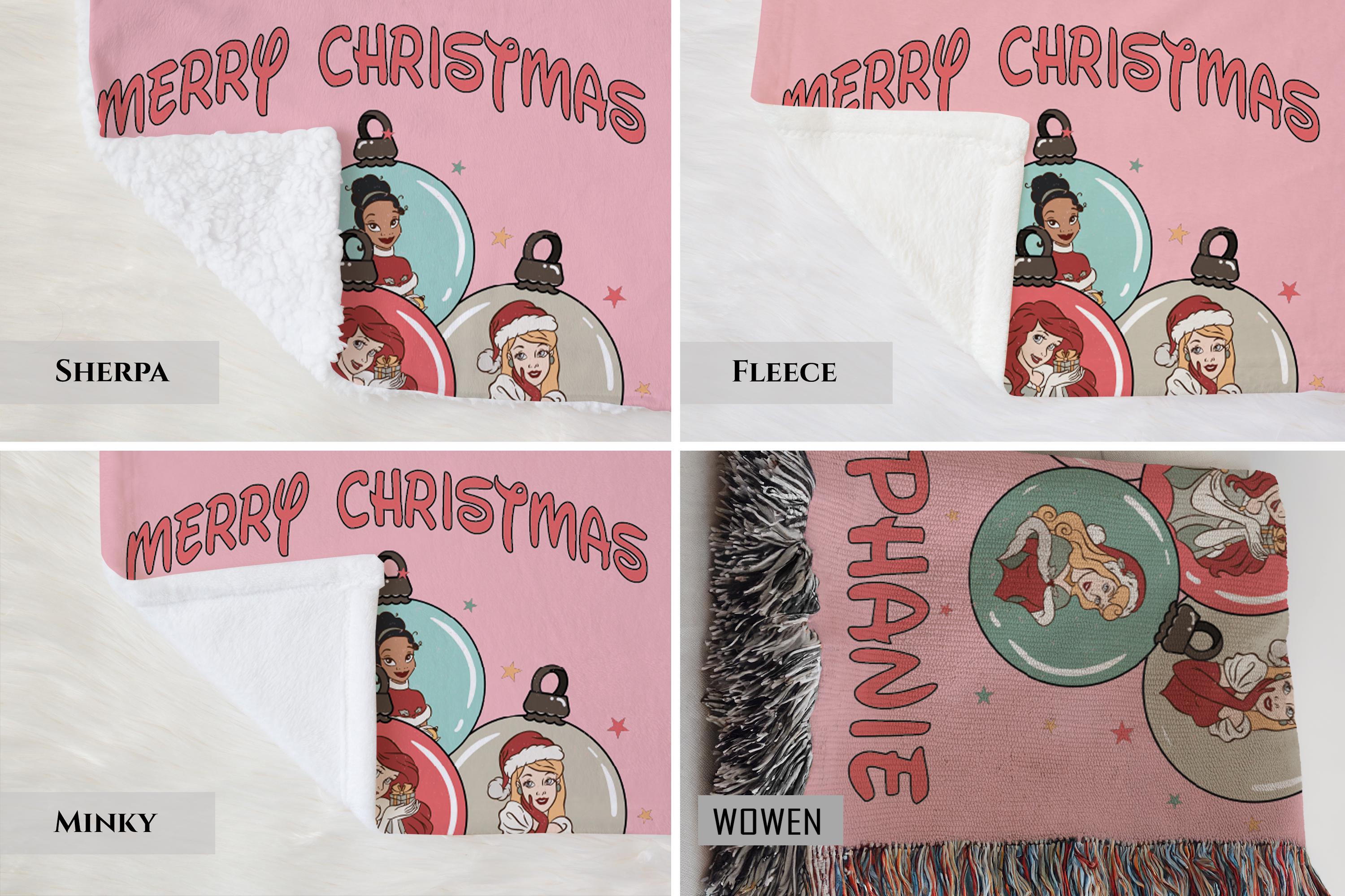 Custom Disney PrincessesWoven Fleece Blanket,Baby Shower Gift, Custom Name Nursery Decor, Merry Christmas Party Gift, Xmas Holiday Blanket