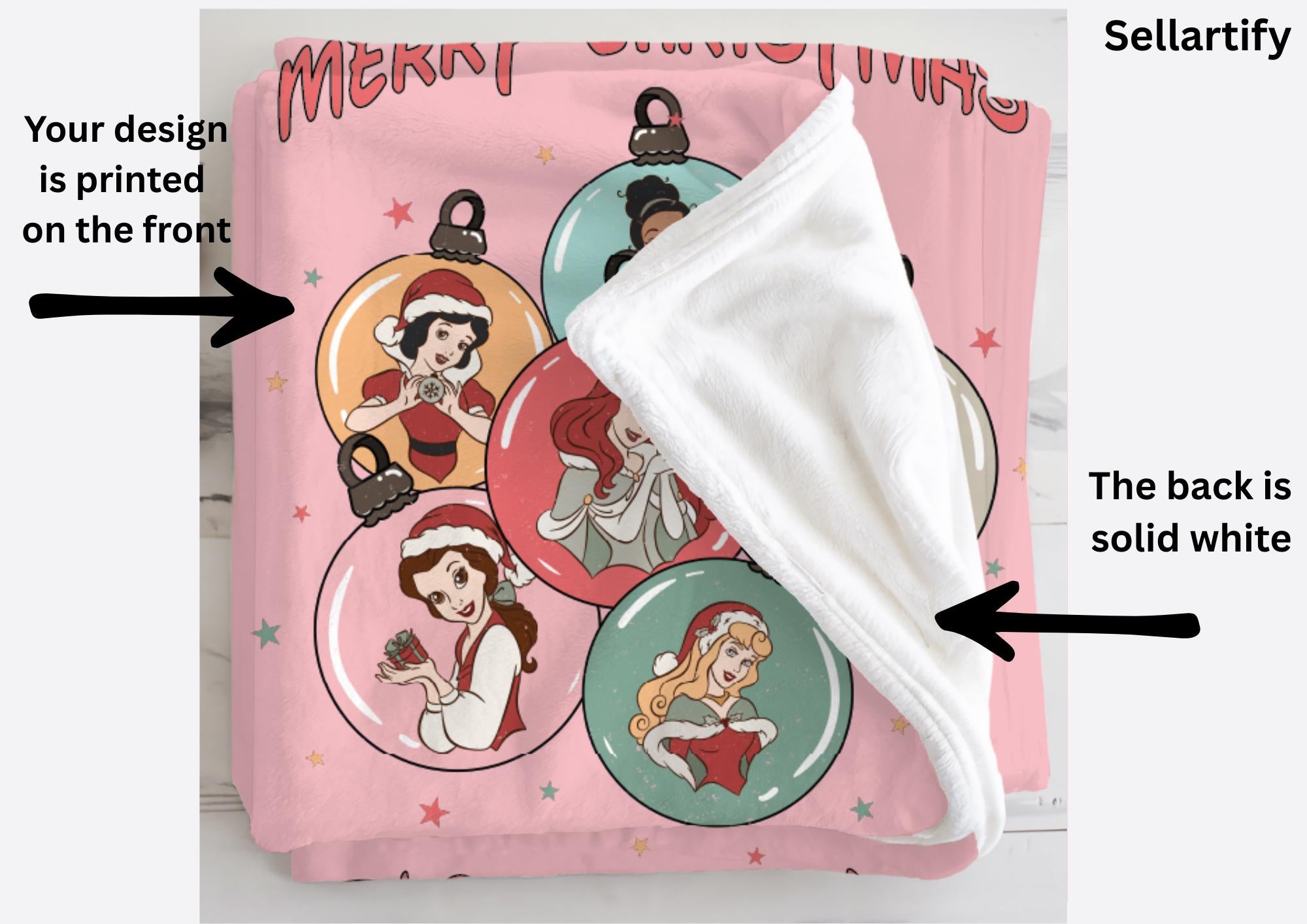 Custom Disney PrincessesWoven Fleece Blanket,Baby Shower Gift, Custom Name Nursery Decor, Merry Christmas Party Gift, Xmas Holiday Blanket
