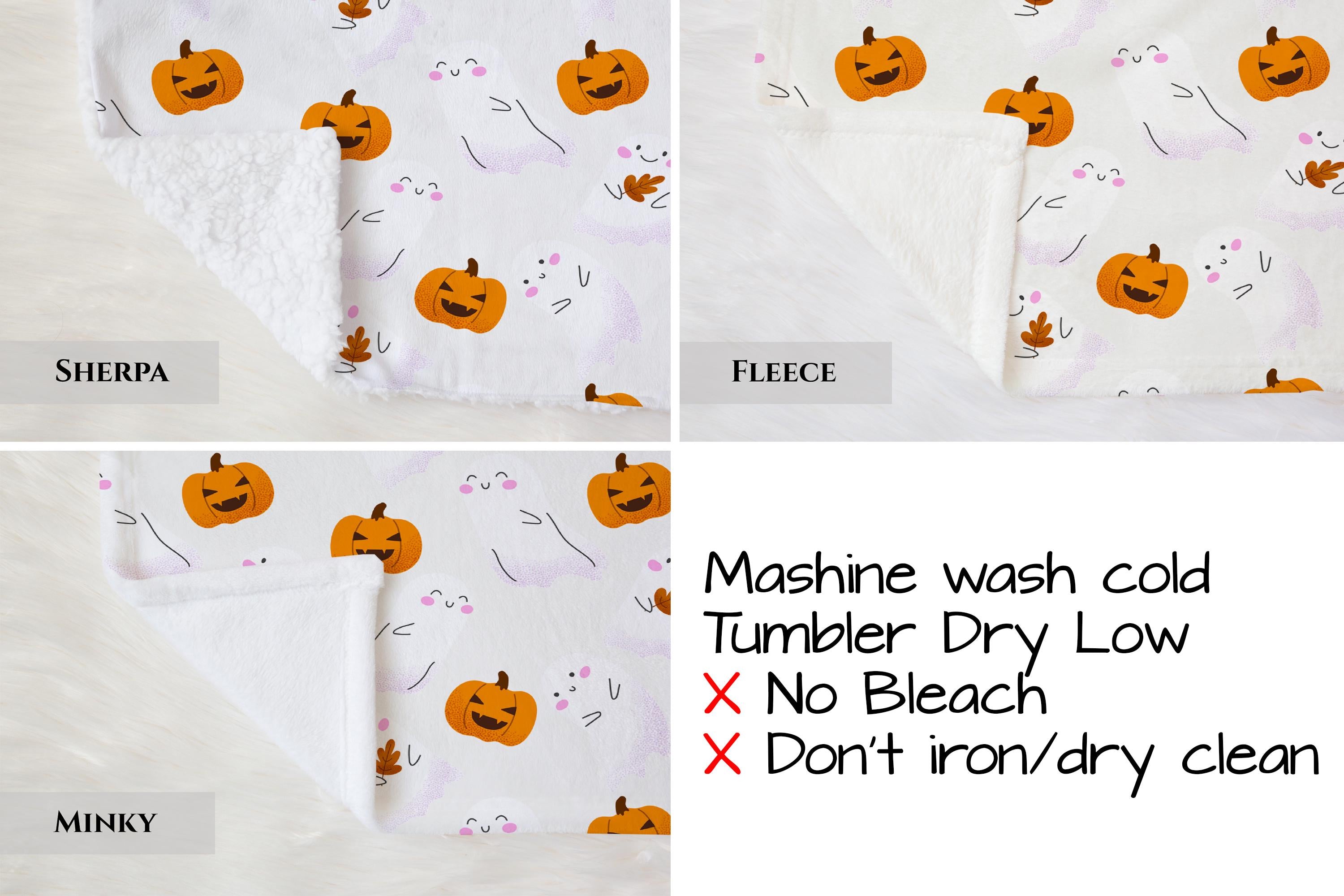 Custom Name Halloween Ghost Blanket,Personalized Halloween Blanket, Cute Ghost and Pumpkin Blanket, Cozy Halloween Velveteen Plush Blanket