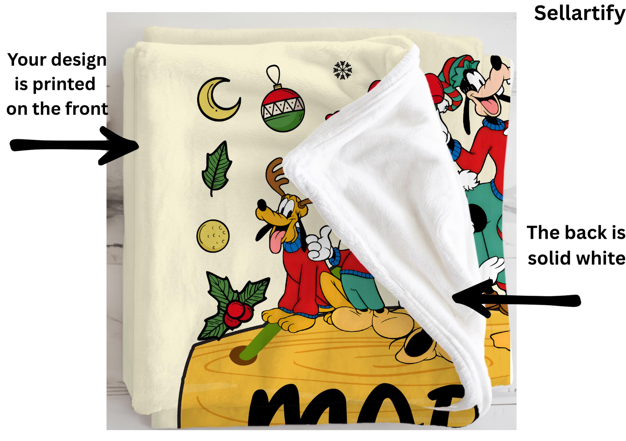 Customized Mickey and Friends Blanket, Christmas Blanket with Name, Mickey Blanket, Christmas Presents, Xmas Kid Gifts, Daughter Son Gift