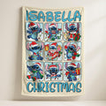 Christmas Stitch Velveteen Plush Blanket, Personalized Stitch Woven Fleece Sherpa Minky Blanket, Disney Christmas Party Gift, Christmas Gift