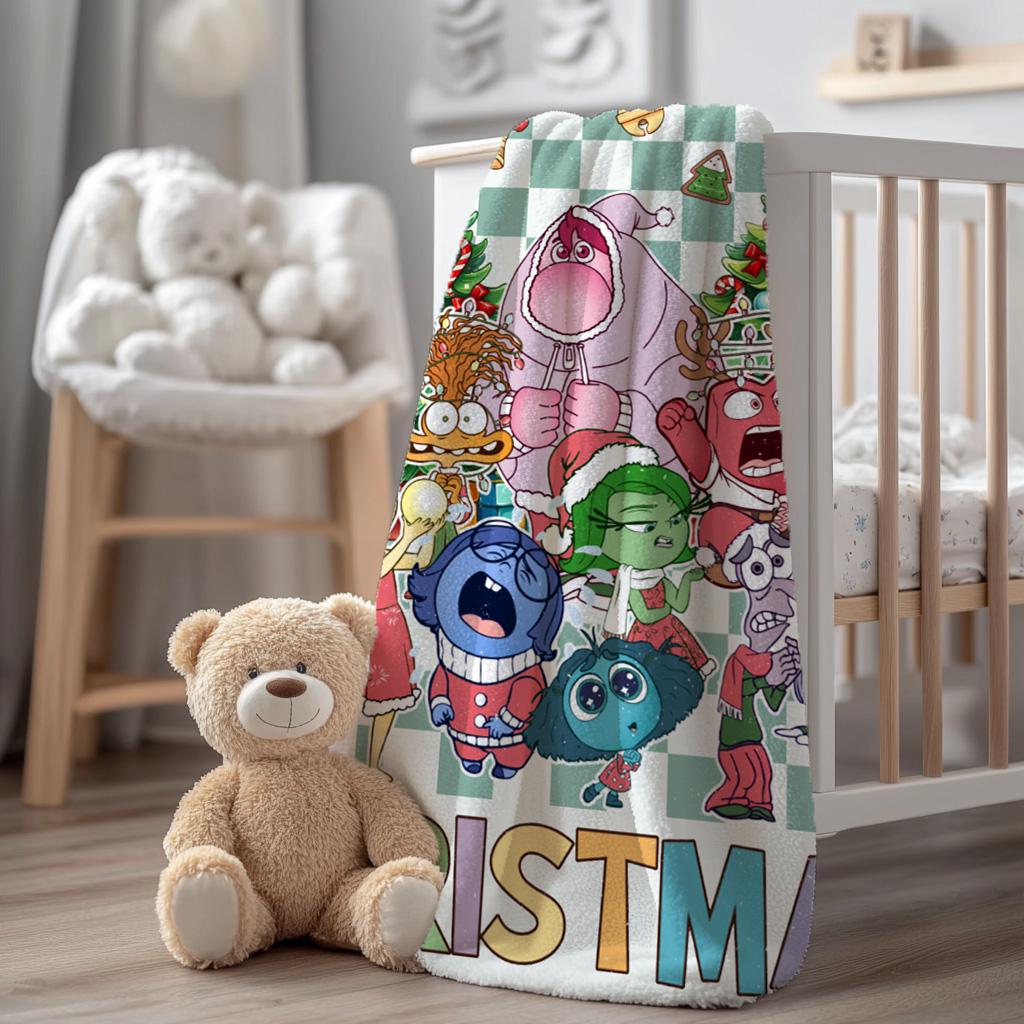 Inside Out Christmas Blanket, Very Merry Christmas Blanket, Inside Out Emotion Characters Decor,  Inside Out Christmas Blanket, Kid Gifts
