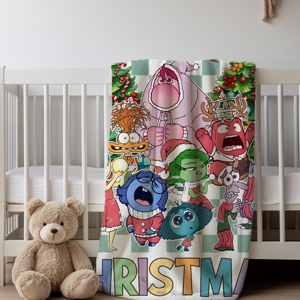 Inside Out Christmas Blanket, Very Merry Christmas Blanket, Inside Out Emotion Characters Decor,  Inside Out Christmas Blanket, Kid Gifts