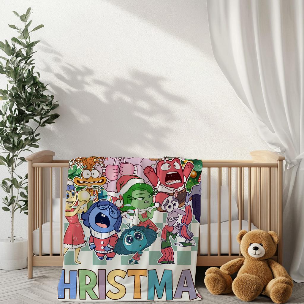 Inside Out Christmas Blanket, Very Merry Christmas Blanket, Inside Out Emotion Characters Decor,  Inside Out Christmas Blanket, Kid Gifts