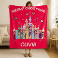Personalized Disney Princess Christmas Blanket, Merry Christmas Princess Blanket, Baby Name Blanket, Snow White, Bella, Mulan, Ariel Gifts