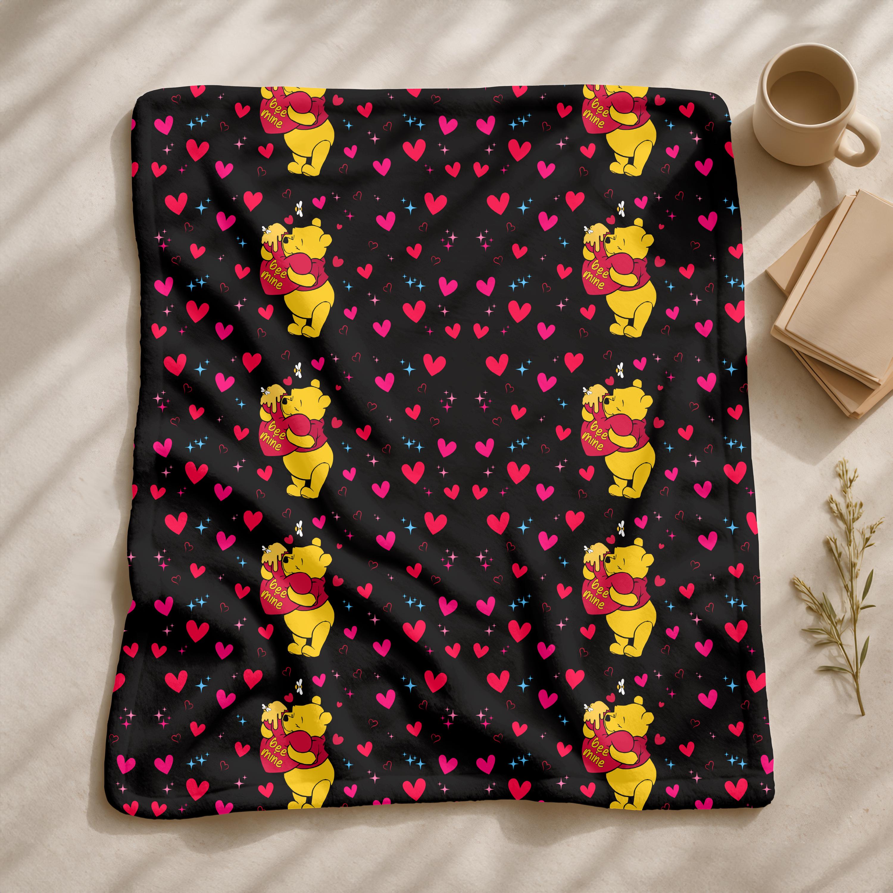 Winnie the Pooh Sherpa Blanket, Soft Plush Throw for Kids, Cozy Cartoon Gift Blanket,Disney Blanket for Kid,Baby Shower Gift,Nursery Decor