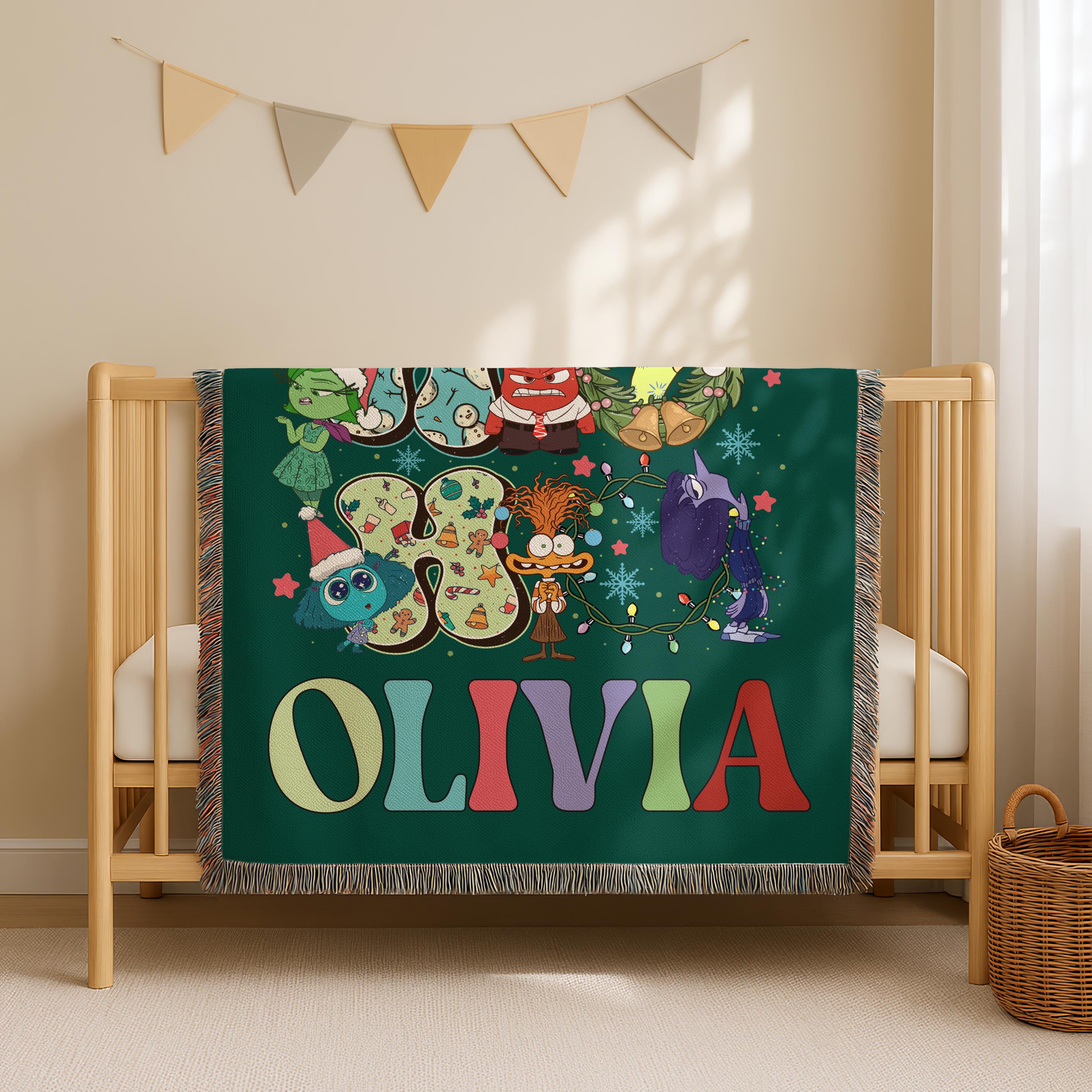 Disney Inside Out 2 Blanket, Custom Name Blanket For Kids, Disney World Friendship Blanket,Inside Out Emotions Gift Blanket,Christmas Gift