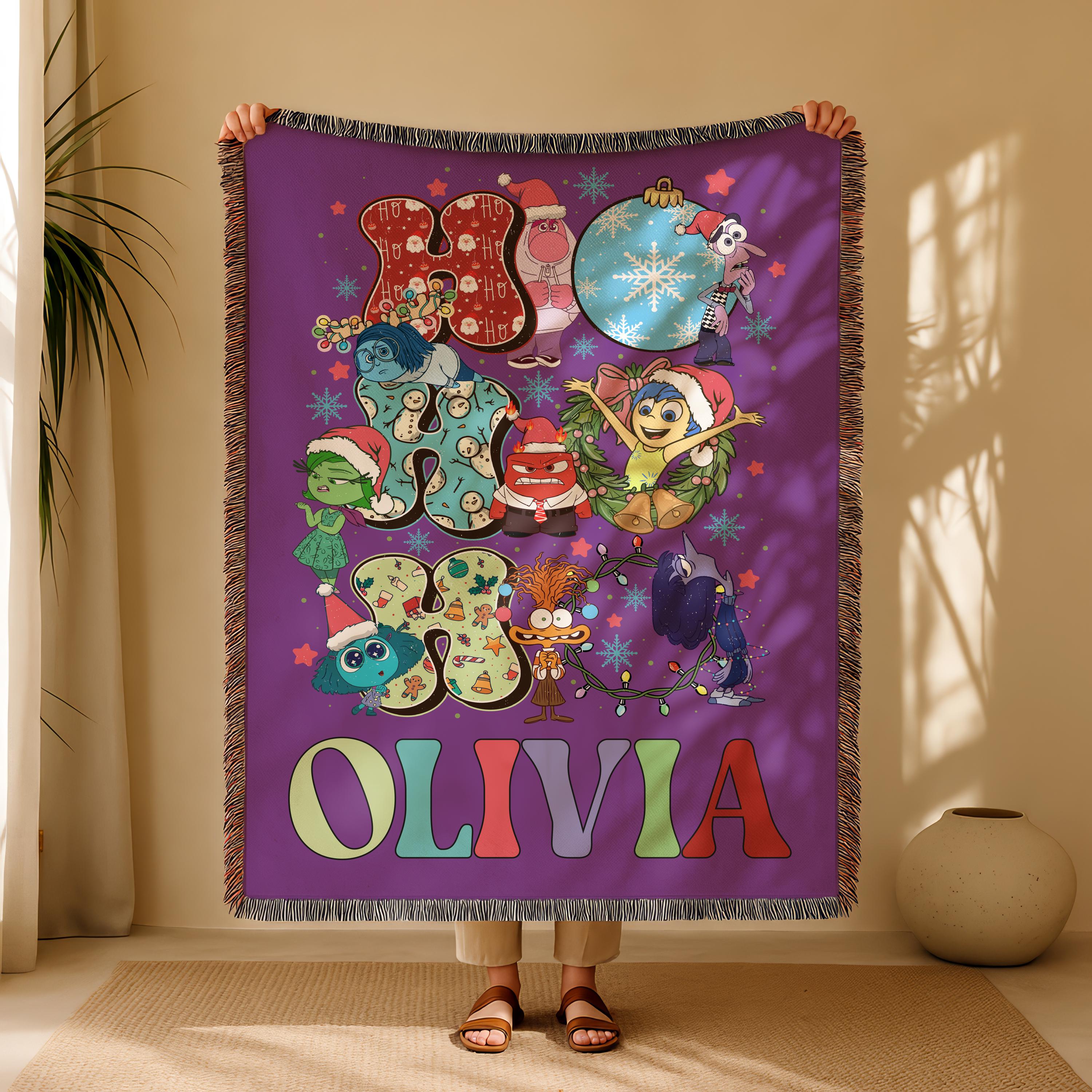 Disney Inside Out 2 Blanket, Custom Name Blanket For Kids, Disney World Friendship Blanket,Inside Out Emotions Gift Blanket,Christmas Gift