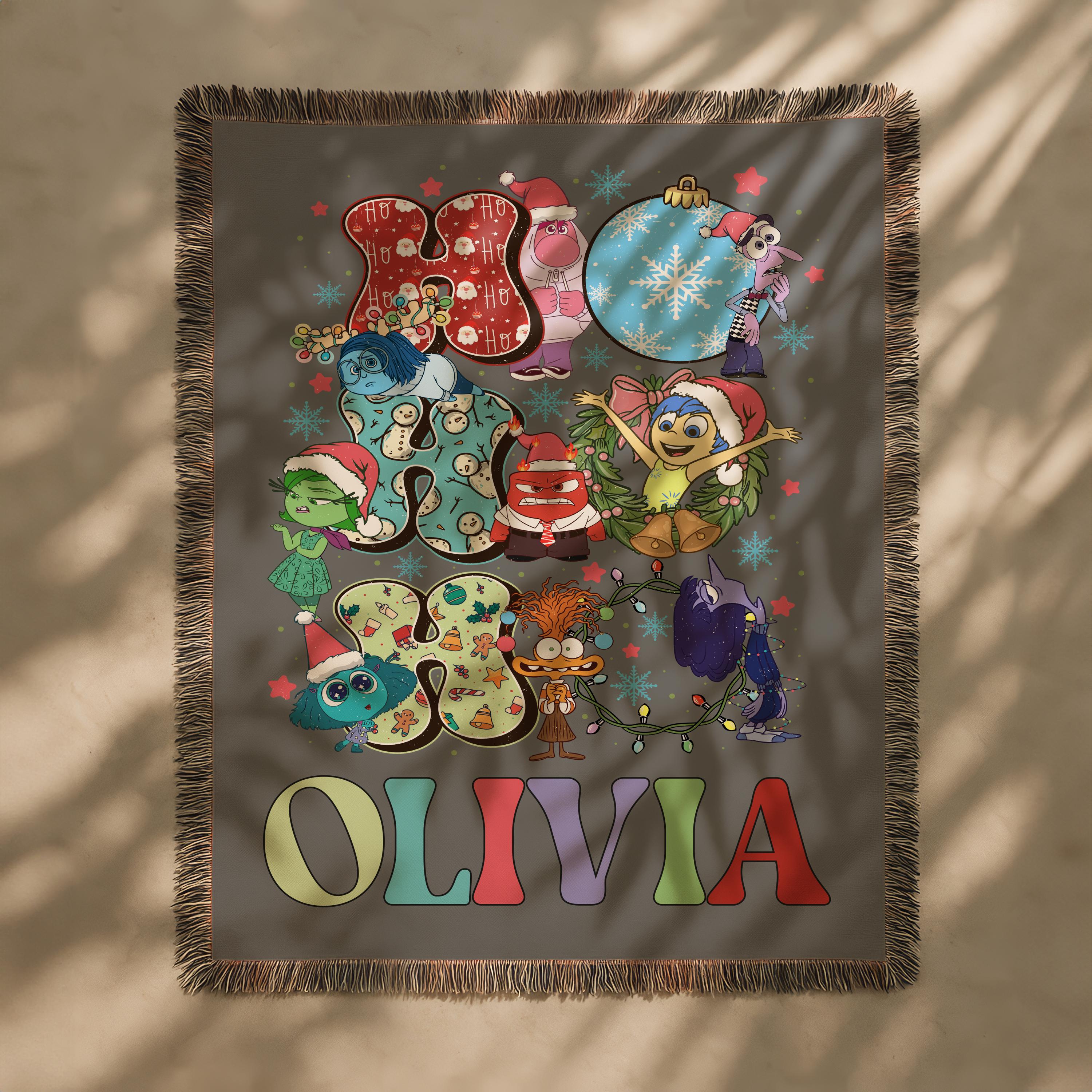 Disney Inside Out 2 Blanket, Custom Name Blanket For Kids, Disney World Friendship Blanket,Inside Out Emotions Gift Blanket,Christmas Gift