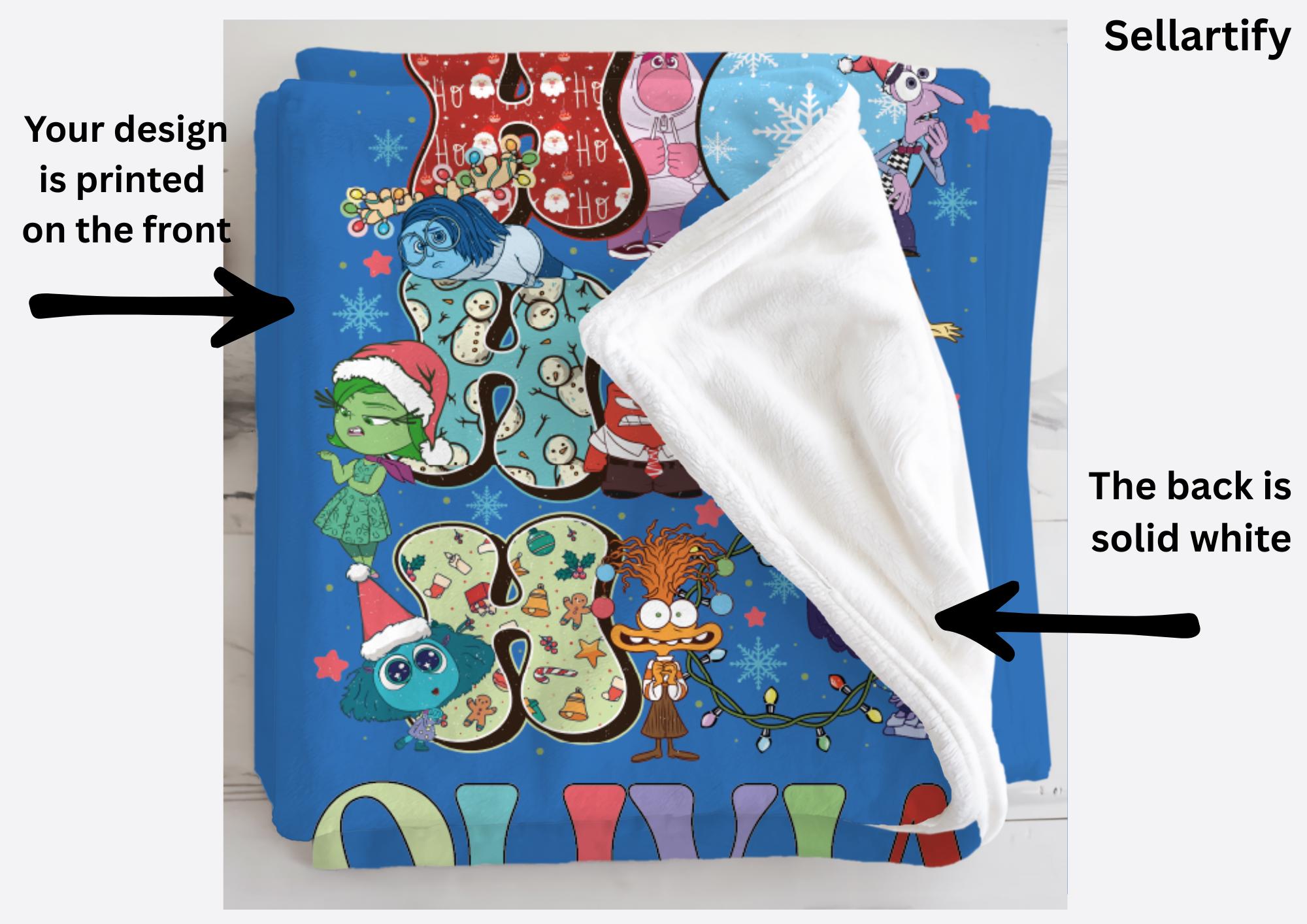 Disney Inside Out 2 Blanket, Custom Name Blanket For Kids, Disney World Friendship Blanket,Inside Out Emotions Gift Blanket,Christmas Gift