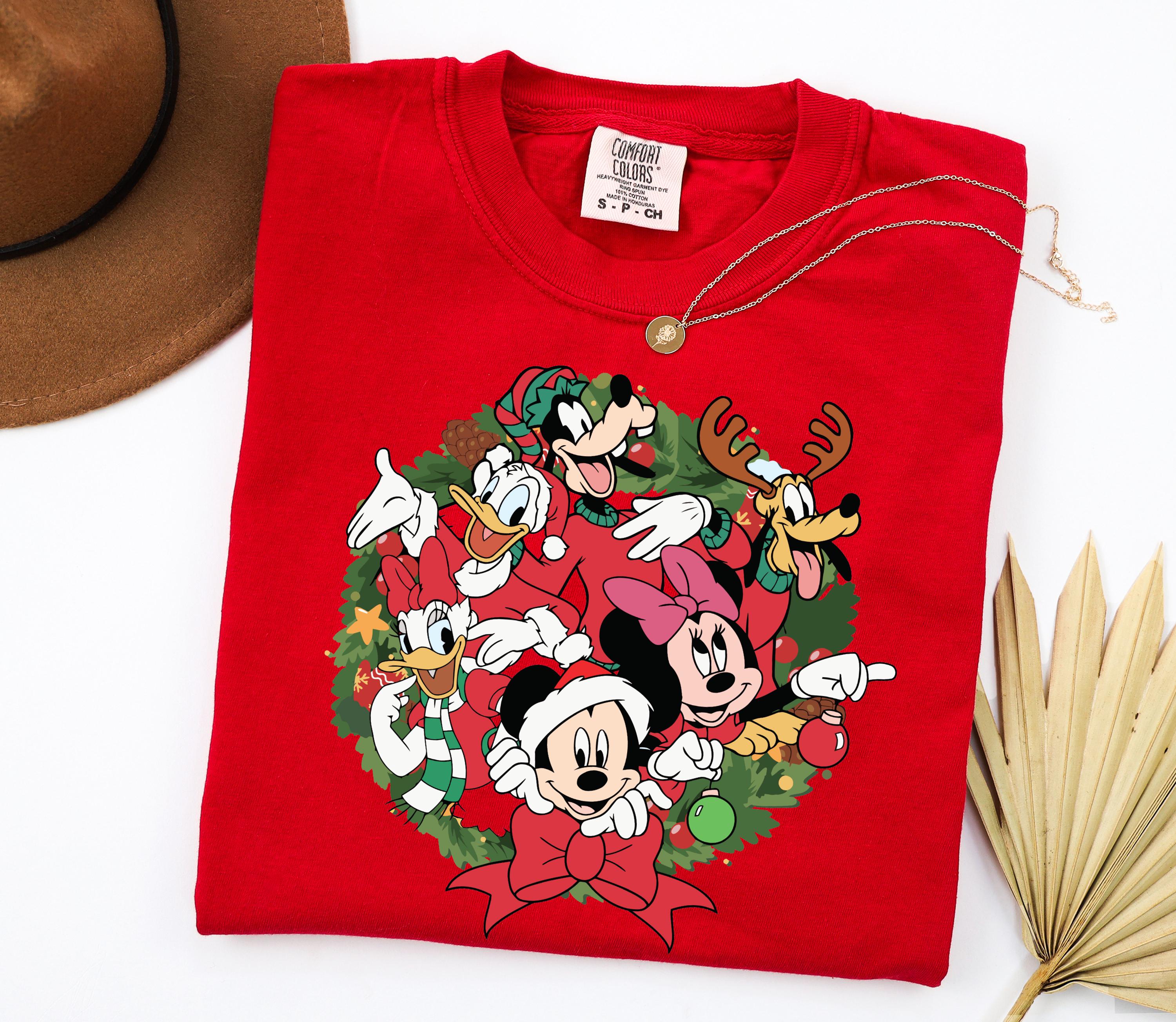 Mickey and Friends Christmas Shirt, Mickey Mouse Santa T-Shirt, Family Mickey Minnie Mouse Gift, Disney Mickey Friends Xmas Shirts Gifts