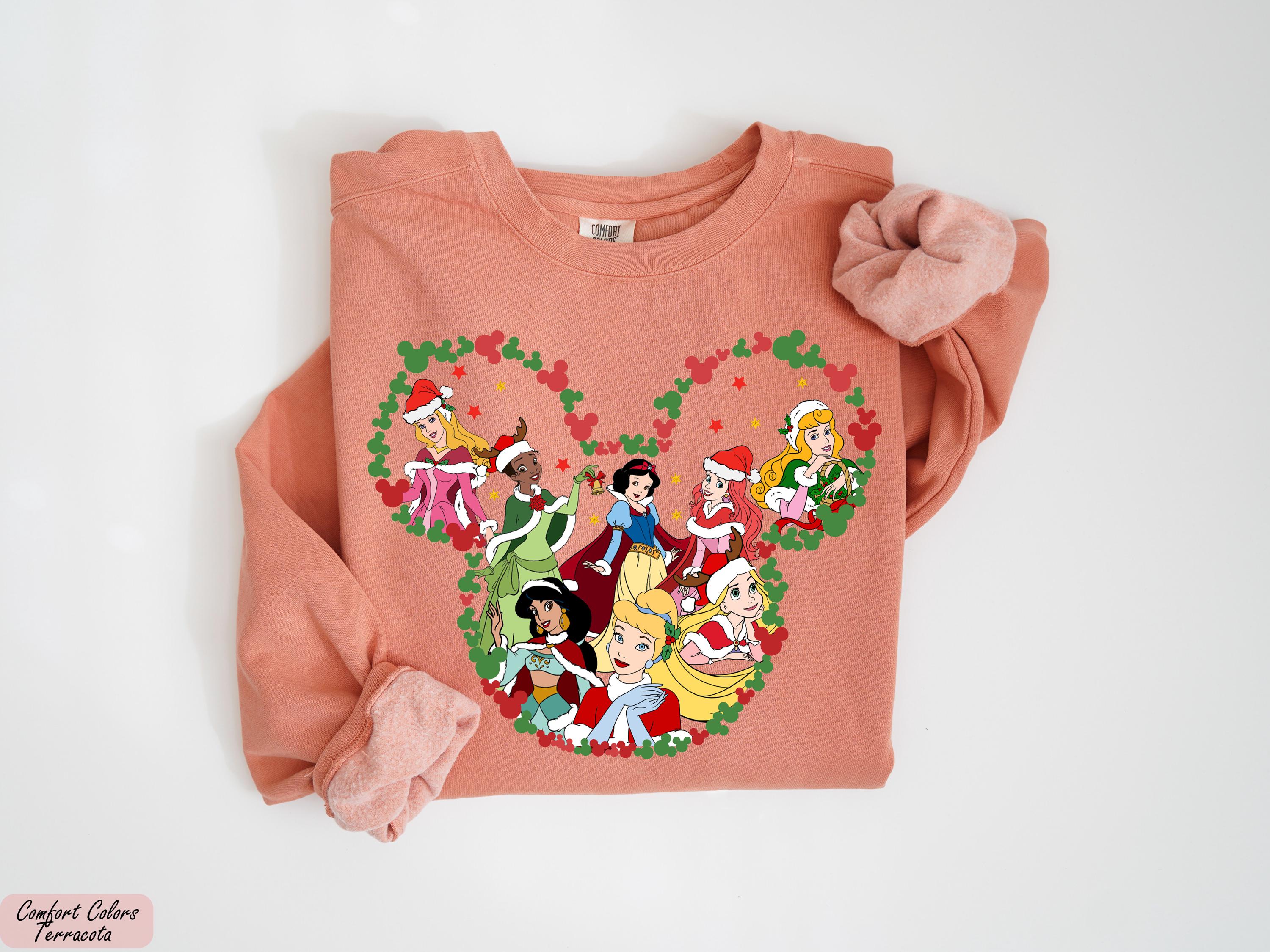 Mickey Mouse Ear Disney Princess Sweatshirt,Disney Princesses Xmas Sweatshirt,Disney Christmas Girls Squad Sweatshirt,Xmas Princess Sweater