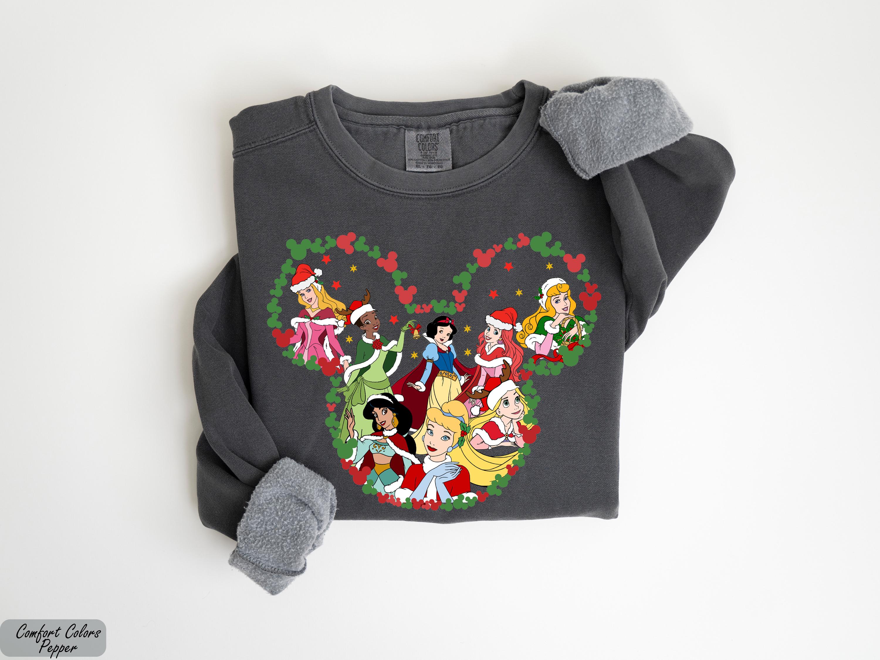 Mickey Mouse Ear Disney Princess Sweatshirt,Disney Princesses Xmas Sweatshirt,Disney Christmas Girls Squad Sweatshirt,Xmas Princess Sweater