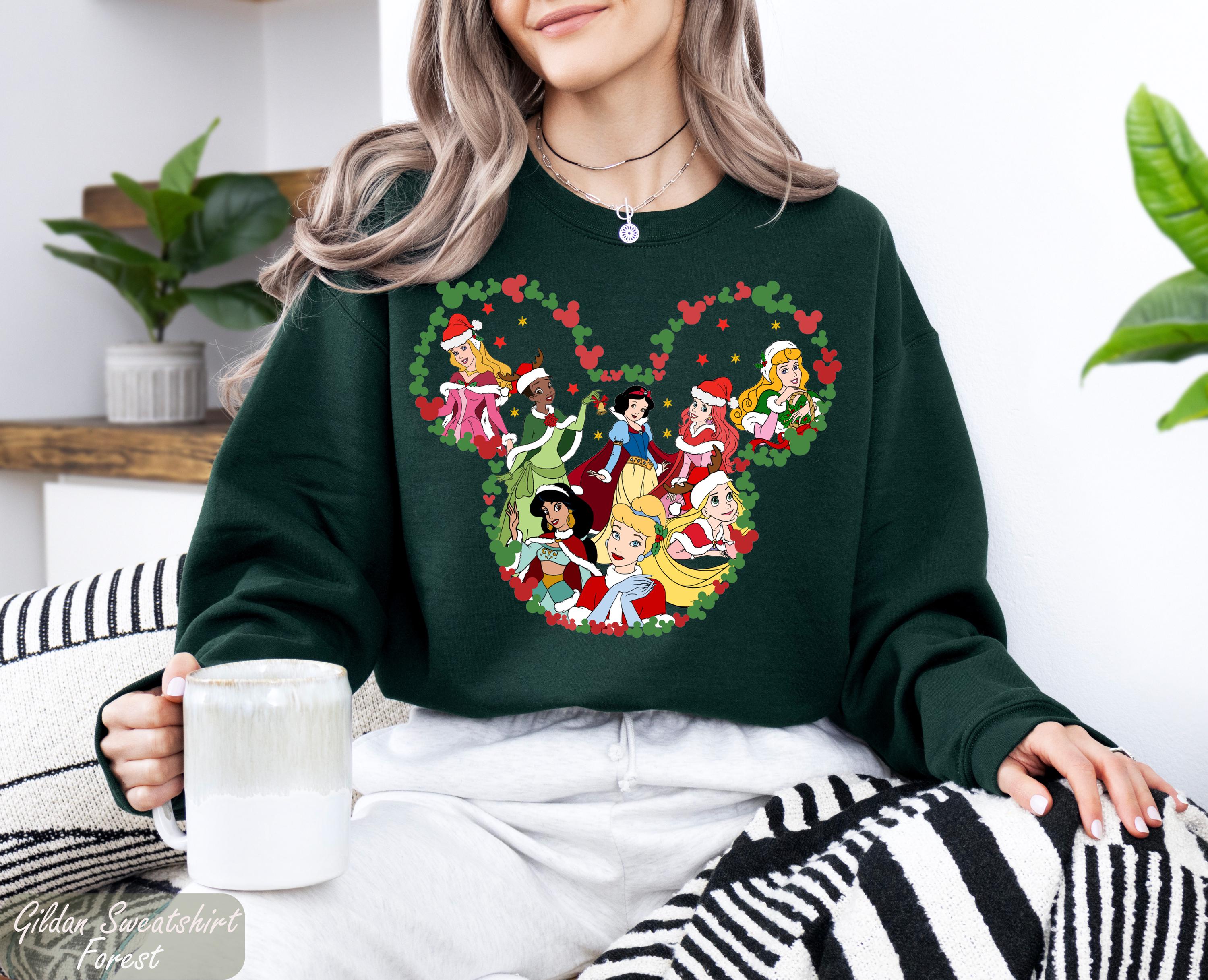 Mickey Mouse Ear Disney Princess Sweatshirt,Disney Princesses Xmas Sweatshirt,Disney Christmas Girls Squad Sweatshirt,Xmas Princess Sweater