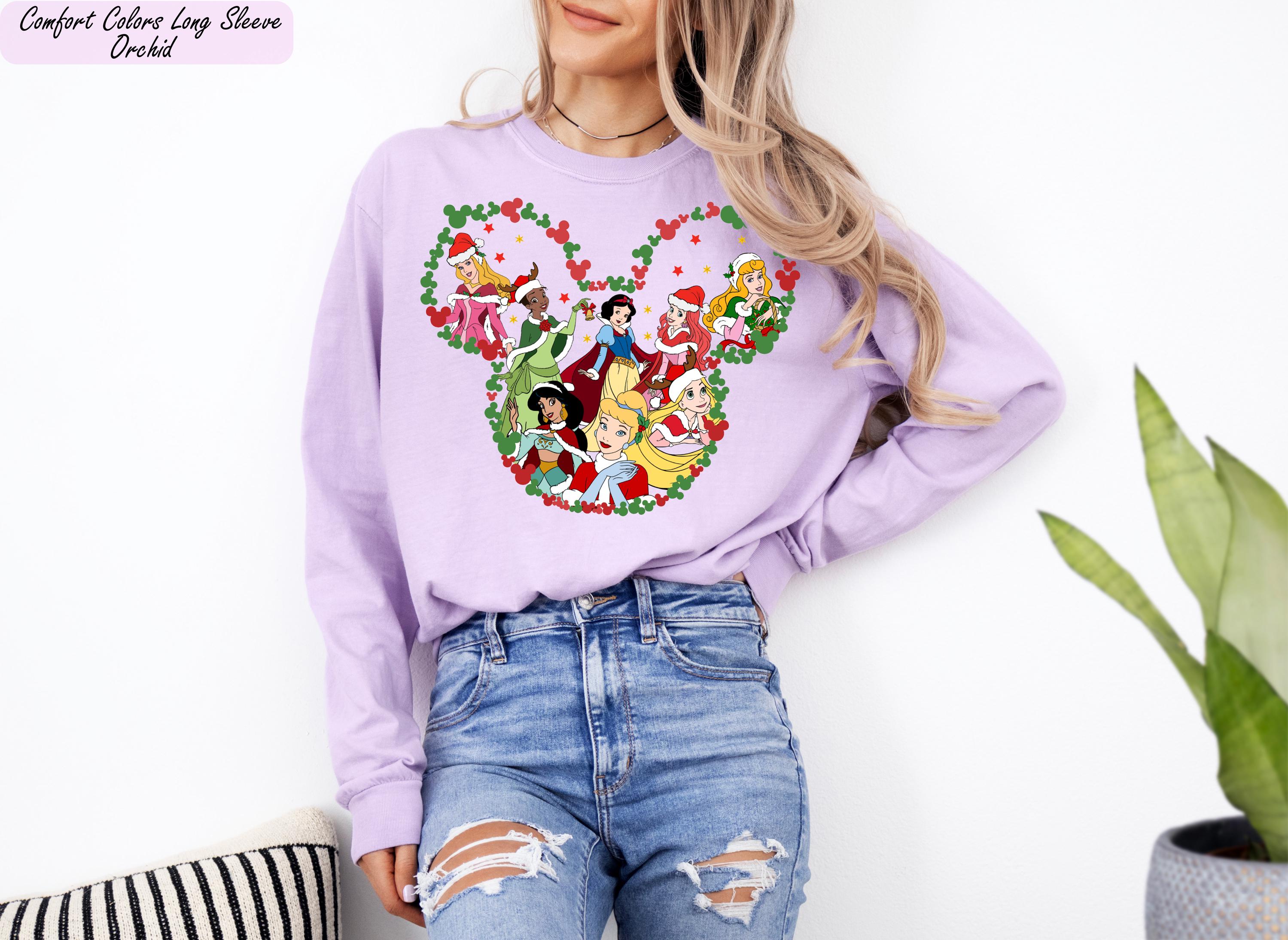 Mickey Mouse Ear Disney Princess Sweatshirt,Disney Princesses Xmas Sweatshirt,Disney Christmas Girls Squad Sweatshirt,Xmas Princess Sweater