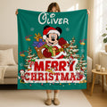 Personalized Merry Christmas Disney Blanket, Customized Mickey Mouse Blanket with Name, Soft Christmas Blanket, Holiday Fleece Blanket