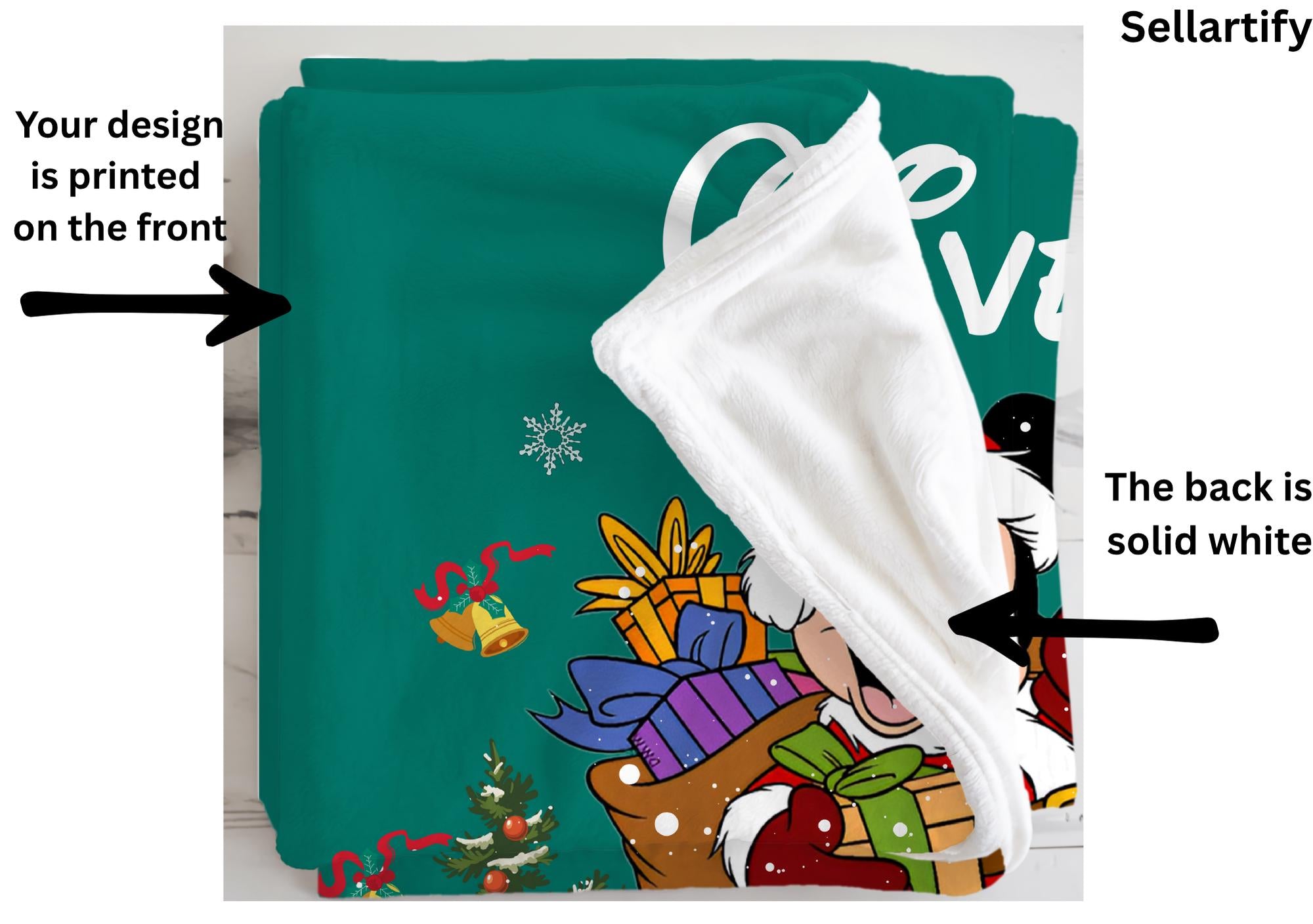 Personalized Merry Christmas Disney Blanket, Customized Mickey Mouse Blanket with Name, Soft Christmas Blanket, Holiday Fleece Blanket