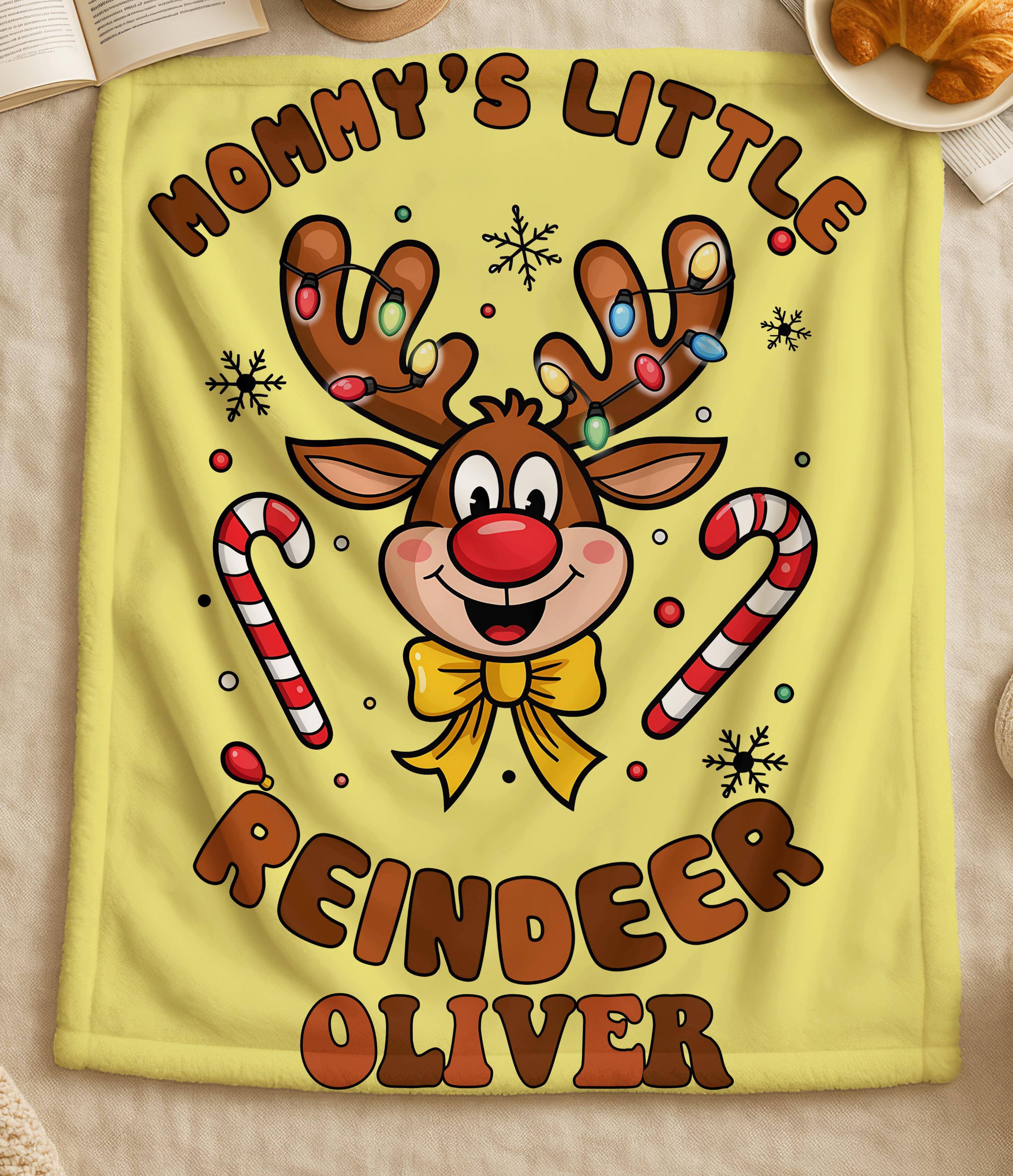 Personalised Christmas Baby Blanket, M ommy's Little Reindeer Kids Blanket,Nursery Holiday Throw, Christmas Decoration, Home Decor,Xmas Gift