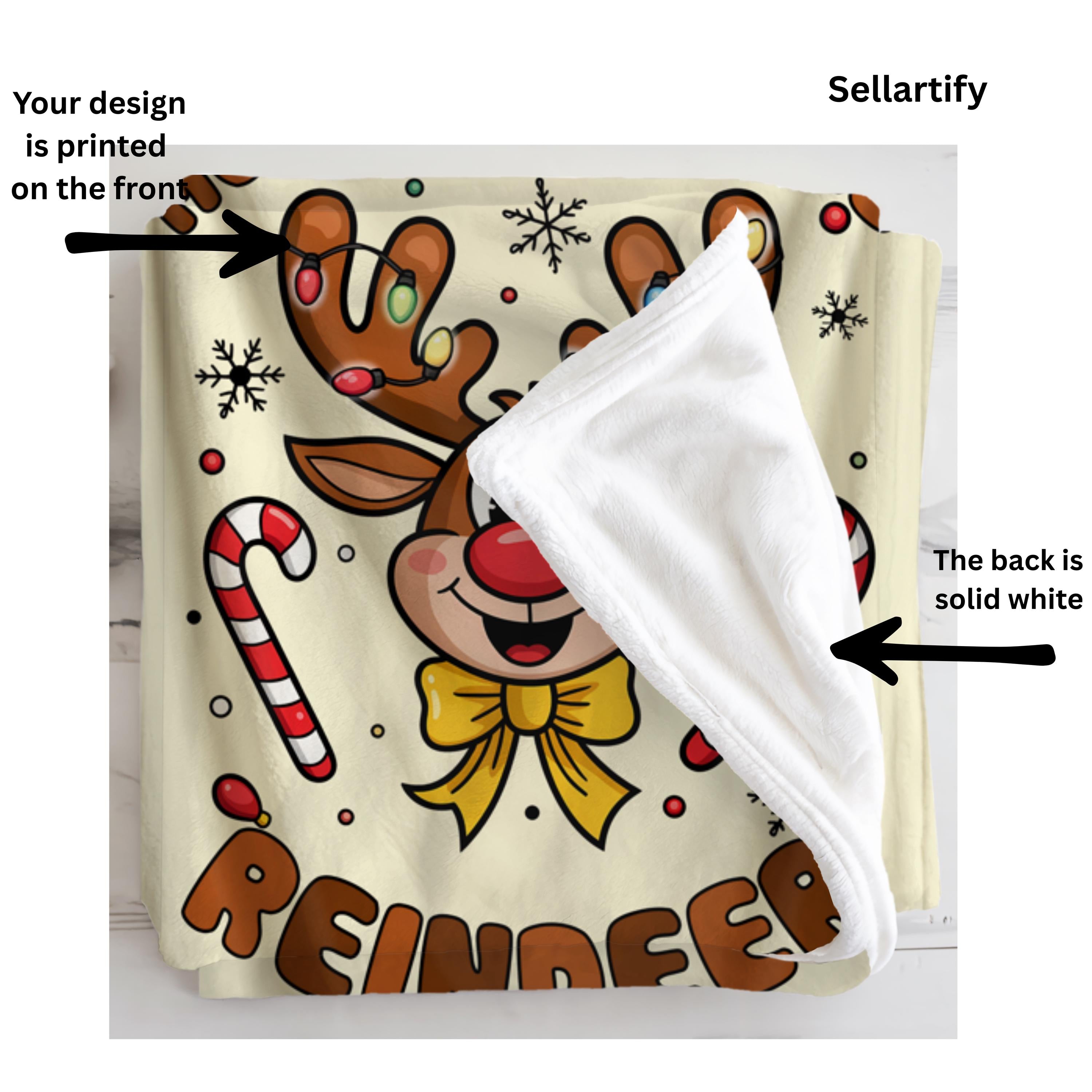 Personalised Christmas Baby Blanket, M ommy's Little Reindeer Kids Blanket,Nursery Holiday Throw, Christmas Decoration, Home Decor,Xmas Gift