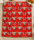 Christmas Highland Cow Blanket, Farmhouse Holiday Decor, Cows Lover Gift,Western Christmas Throw,Christmas Mooey Coquette Bow Fleeze Blanket