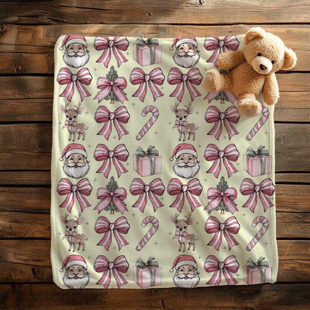 Coquette Santa Christmas Throw Blanket,Cottagecore Xmas Gift Ideas,Merry Christmas,Santa Face Xmas Gift for Mom,Holiday Movie Night Gift