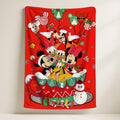 Mickey And Friends Christmas Blanket,Mickey's Very Merry Christmas Party Gift,Mickey Candy Xmas Blanket,Christmas Gift,Cartoon Style Gift