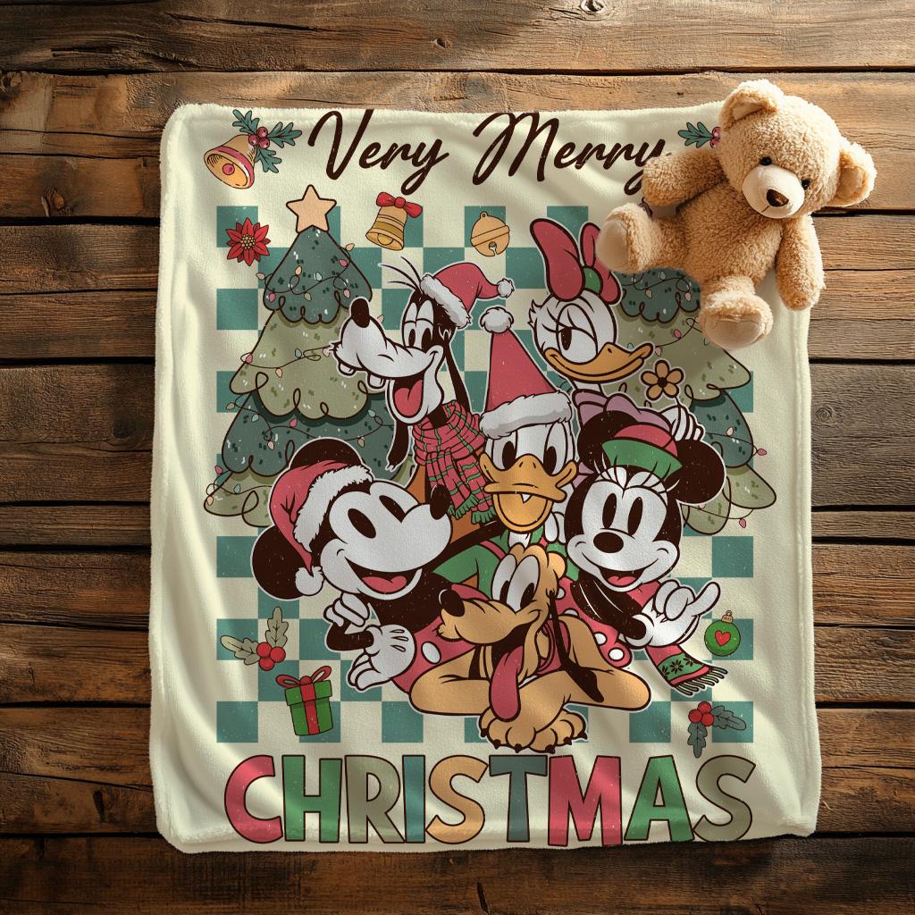 Disney Mickey's Very Merry Christmas Blanket,Mickey And Friends Christmas Blanket,Birthday Gift for Kids, Funny Mickey & Friend Nursery Gift